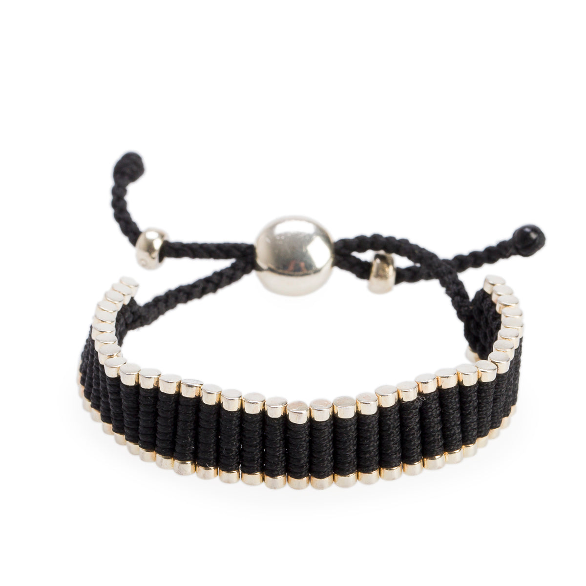 Links of London Sterling Silver Black Cord Friendship Bracelet