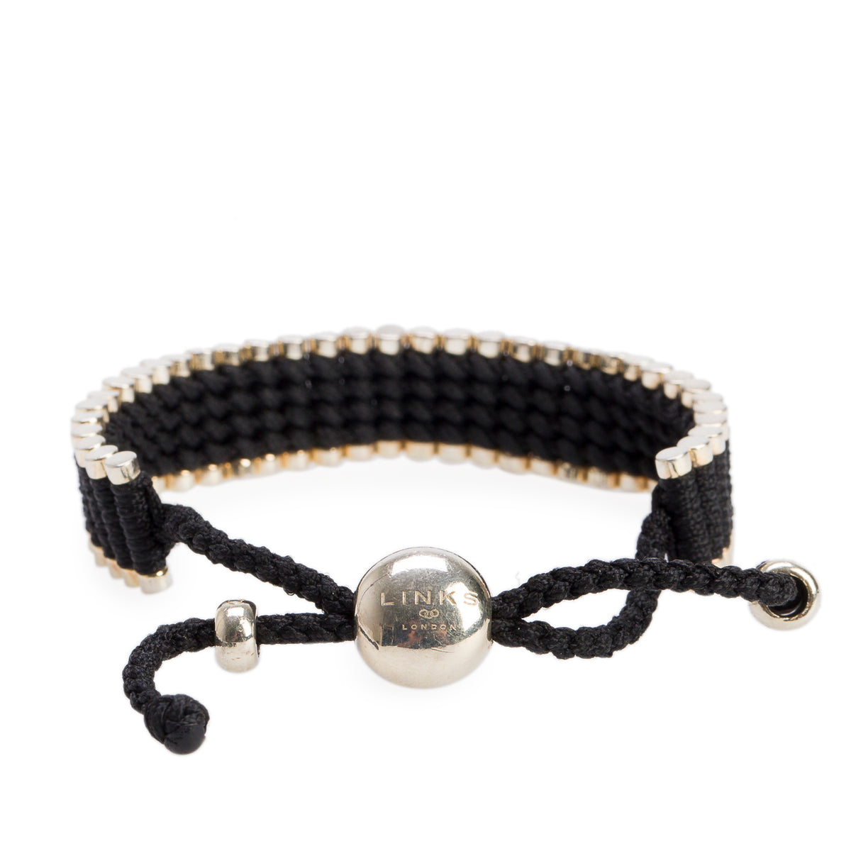 Links of London Sterling Silver Black Cord Friendship Bracelet