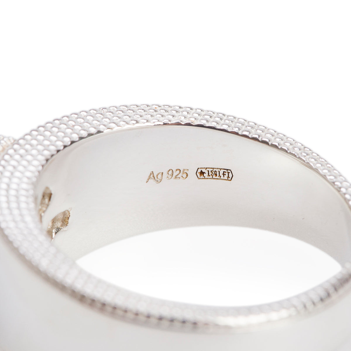 Gucci Sterling Silver Interlocking G Signet Ring, Size 14 6.75