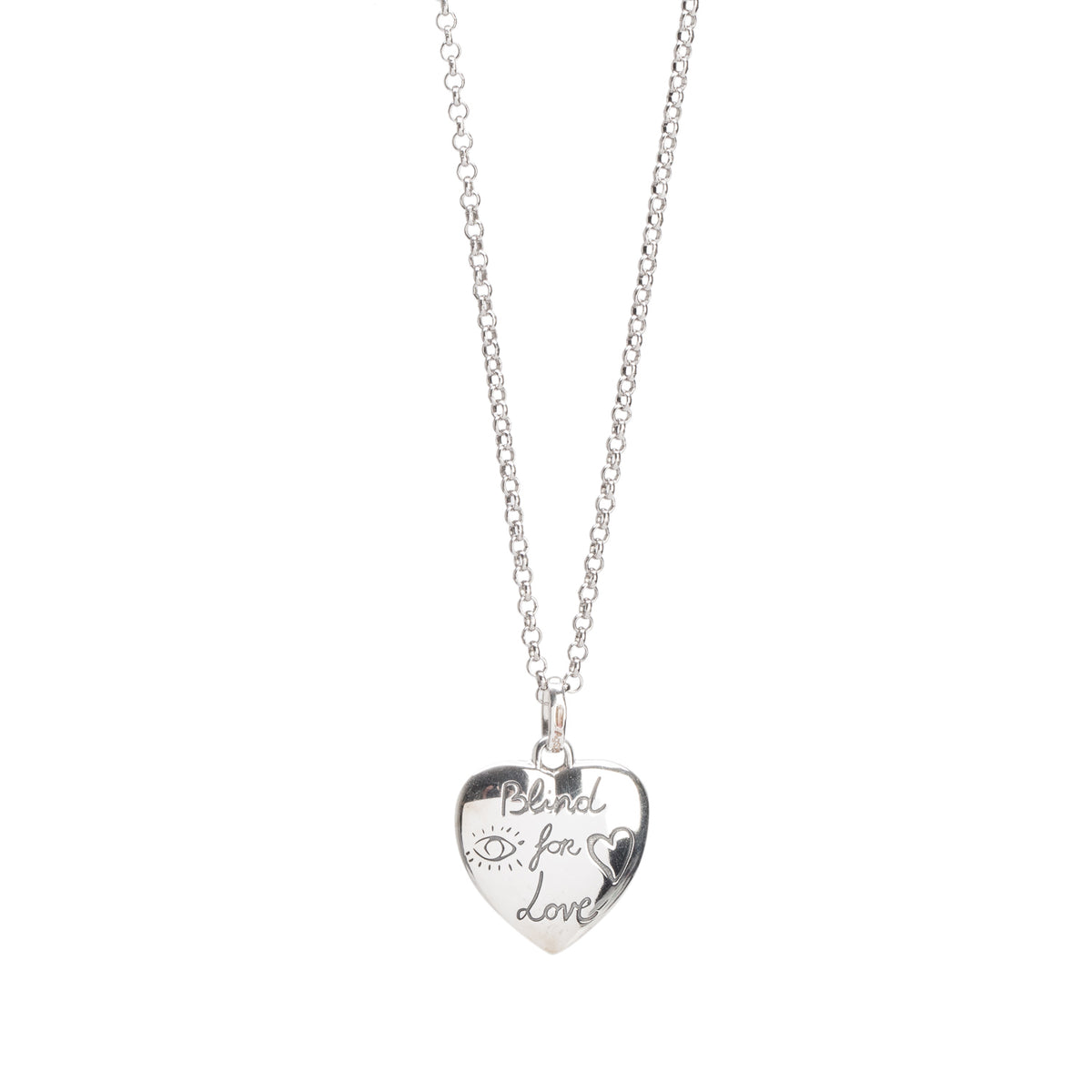 Gucci Sterling Silver Blind for Love Heart Pendant Necklace