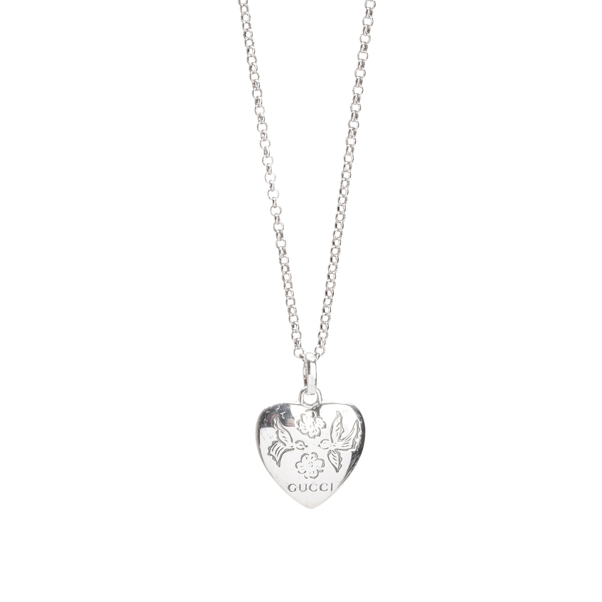 Gucci Sterling Silver Blind for Love Heart Pendant Necklace