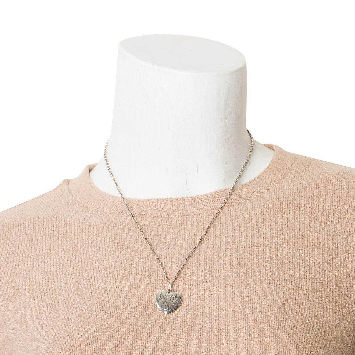 Gucci Sterling Silver Blind for Love Heart Pendant Necklace