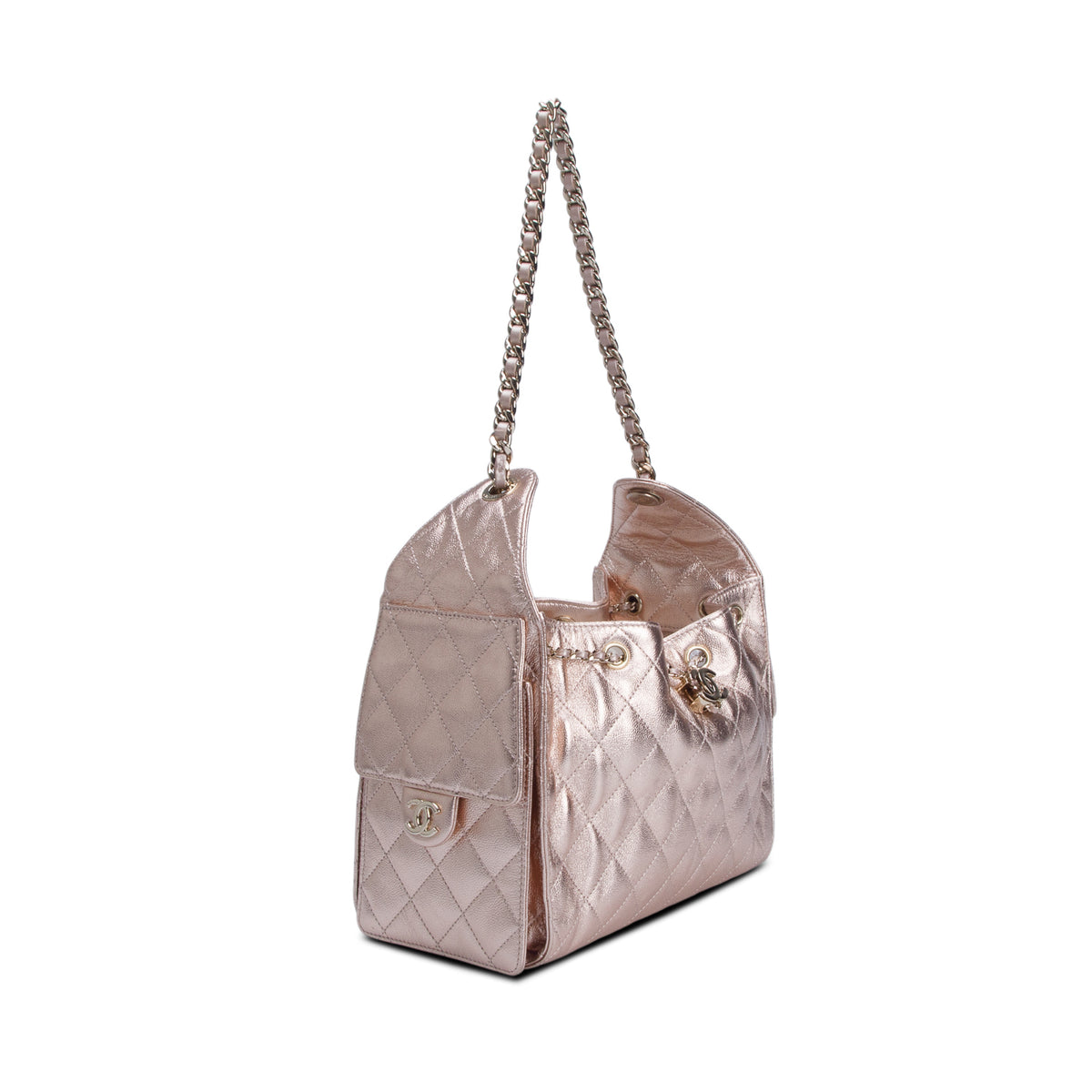 Chanel Pink Metallic Caviar Quilted Small Chanel 25 Handbag