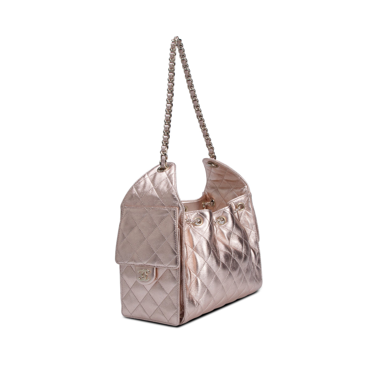 Chanel Pink Metallic Caviar Quilted Small Chanel 25 Handbag
