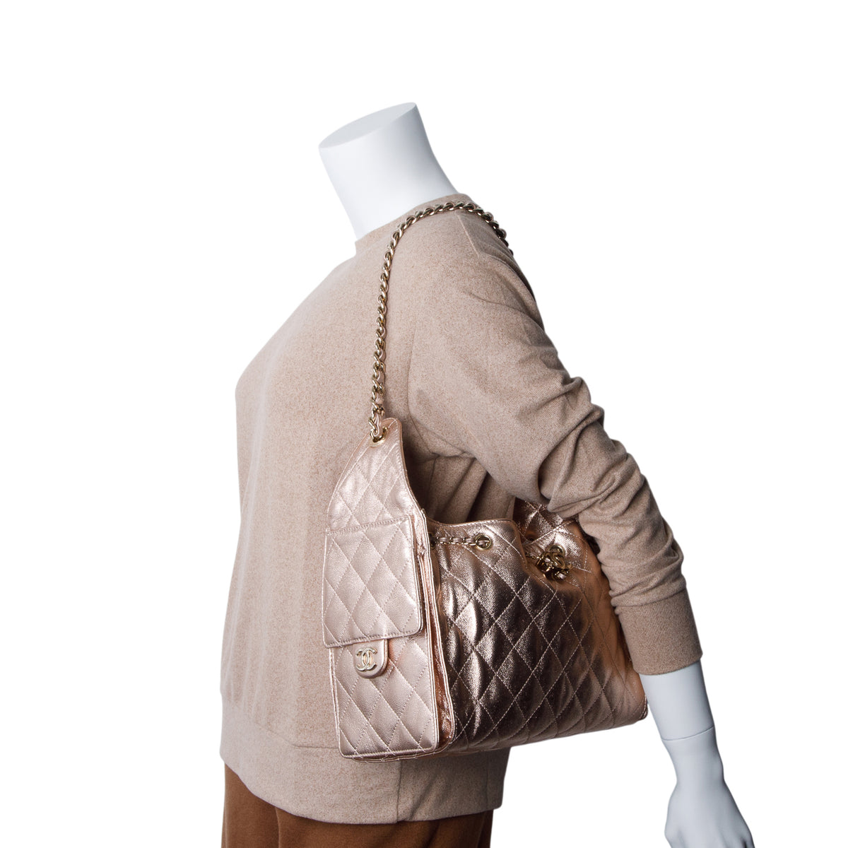 Chanel Pink Metallic Caviar Quilted Small Chanel 25 Handbag