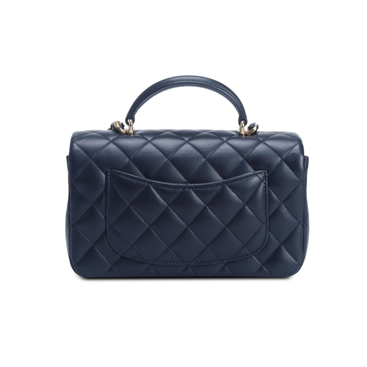 Chanel Black Lambskin Quilted Mini Top Handle Rectangular Flap