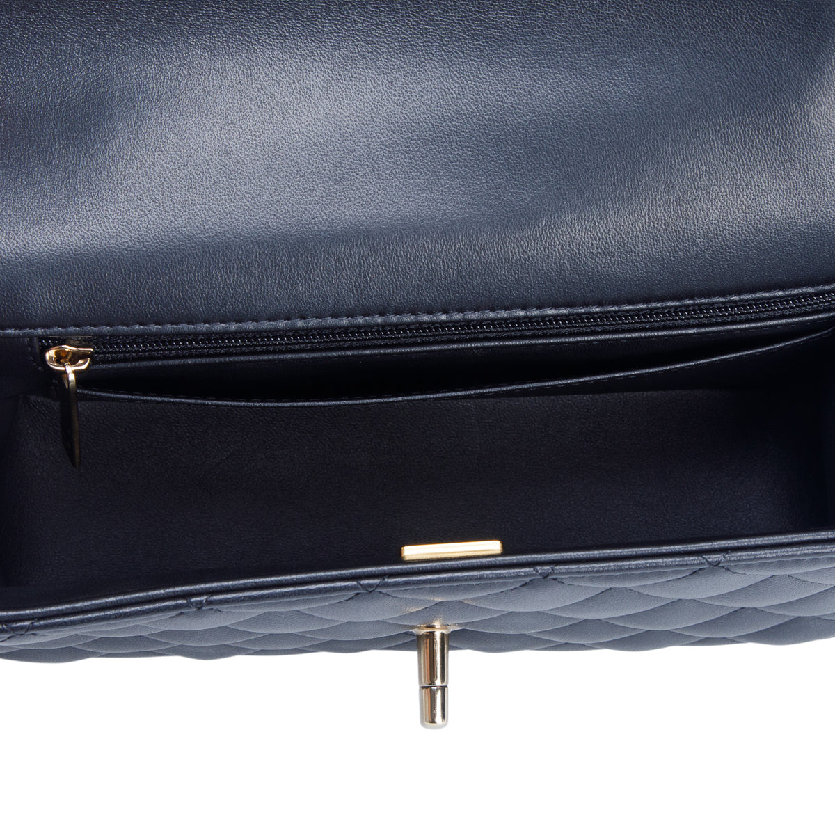 Chanel Black Lambskin Quilted Mini Top Handle Rectangular Flap