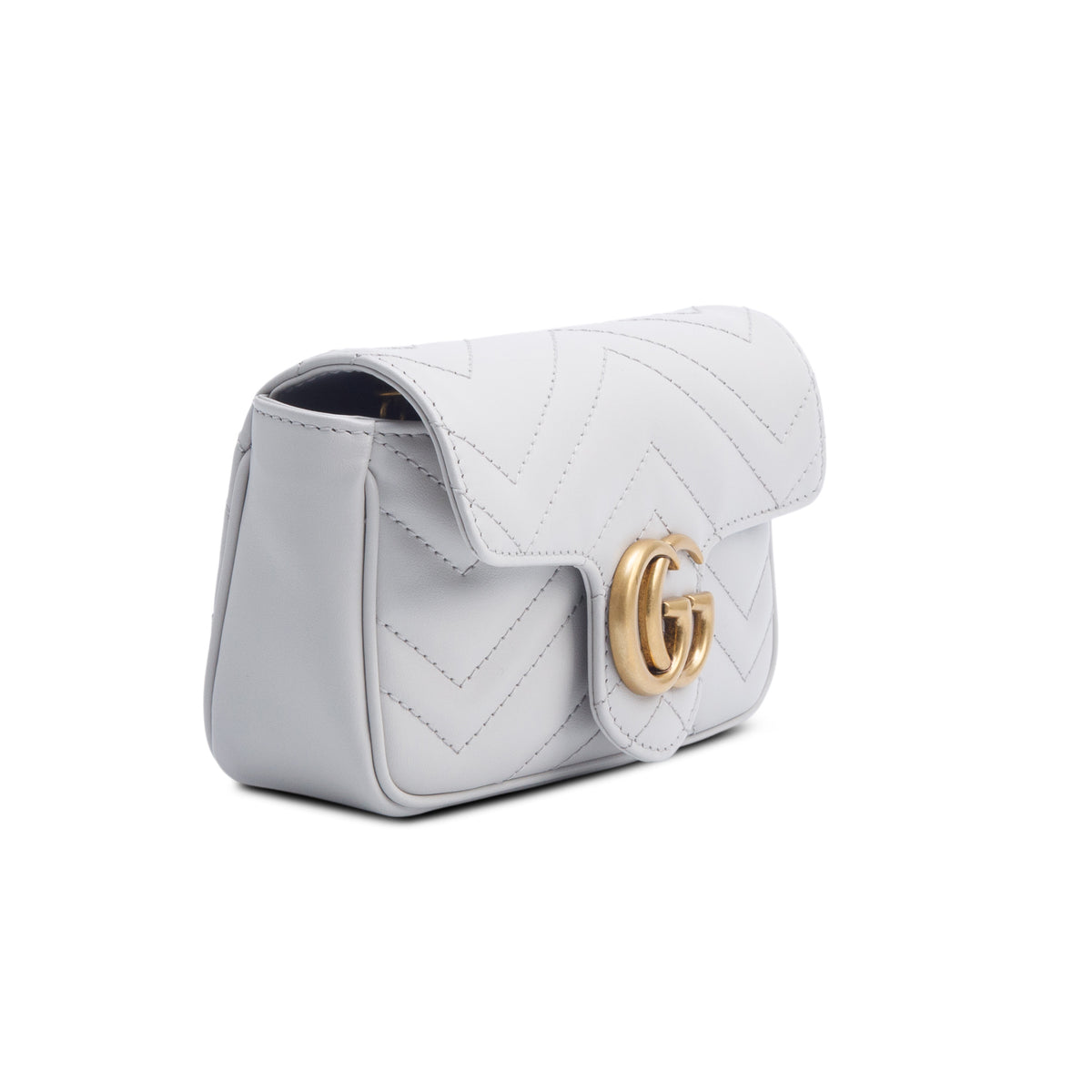 Gucci Grey GG Marmont Matelasse Leather Super Mini Bag w/ Box