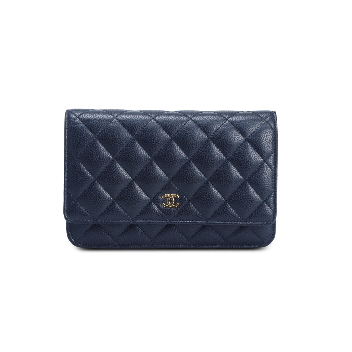 Chanel 2022 Black Caviar Quilted Classic Wallet on Chain w/ Box & Receipt