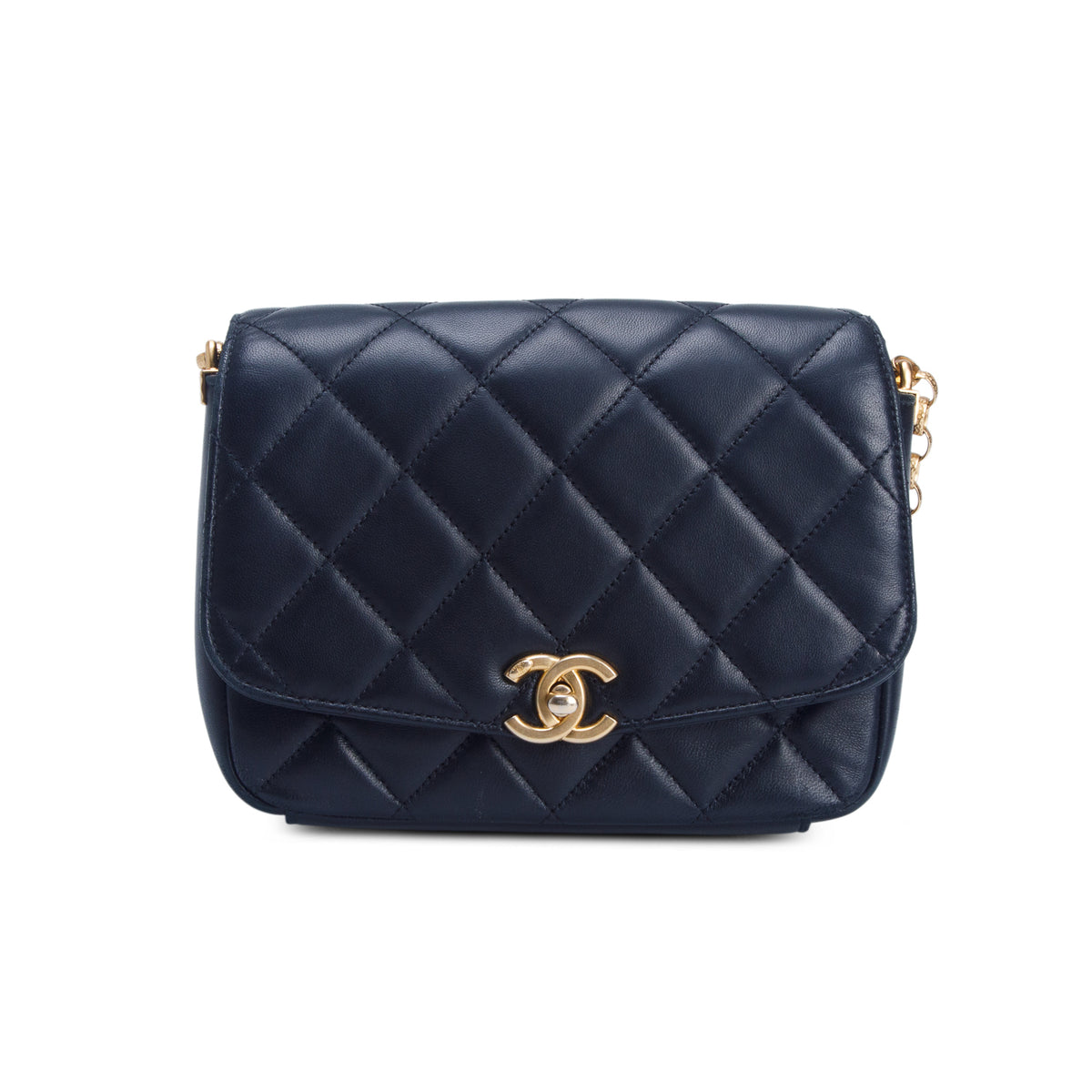 Chanel 2020 Black Lambskin Quilted CC Coin Flap Bag w/ Authenticity Card