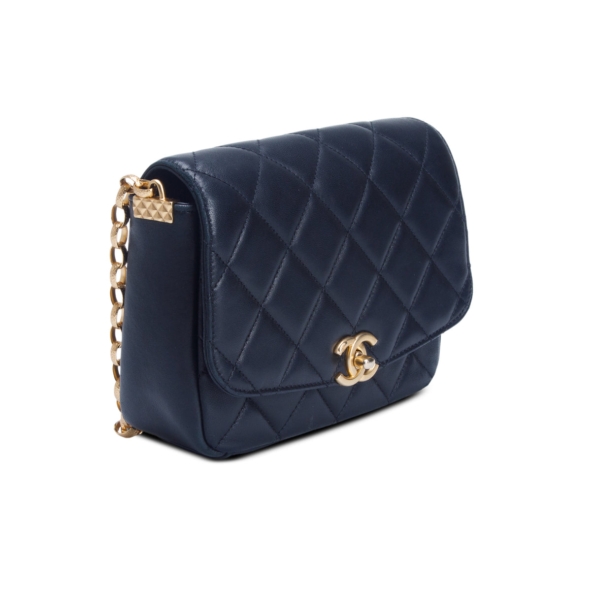Chanel 2020 Black Lambskin Quilted CC Coin Flap Bag w/ Authenticity Card
