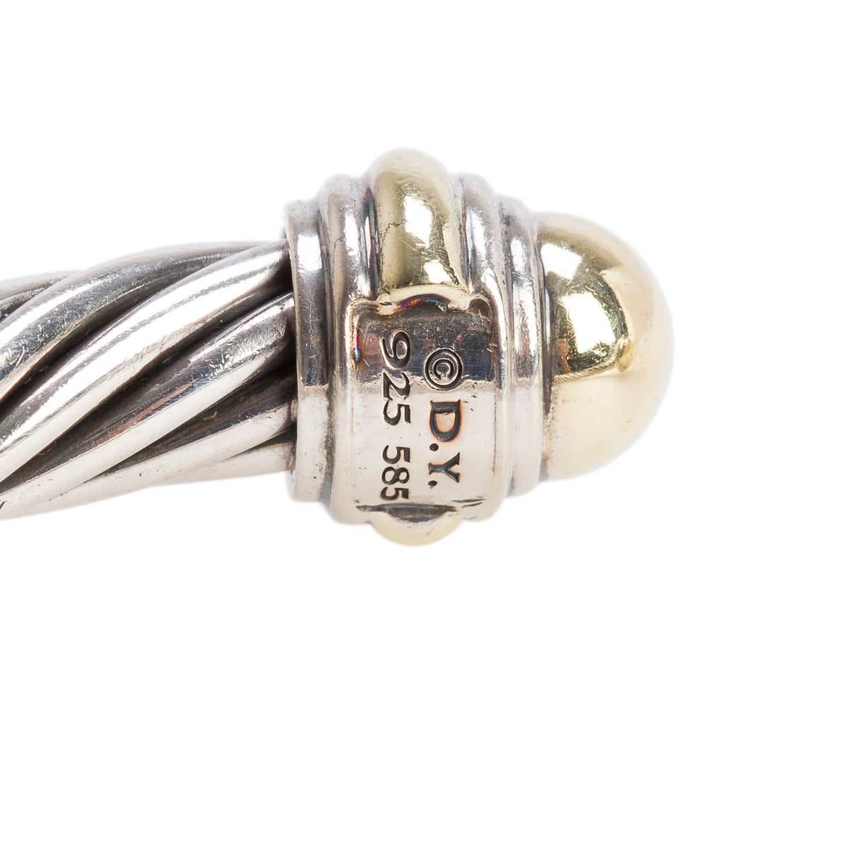David Yurman Sterling Silver & 14k Yellow Gold 7 MM Cable Cuff Bracelet