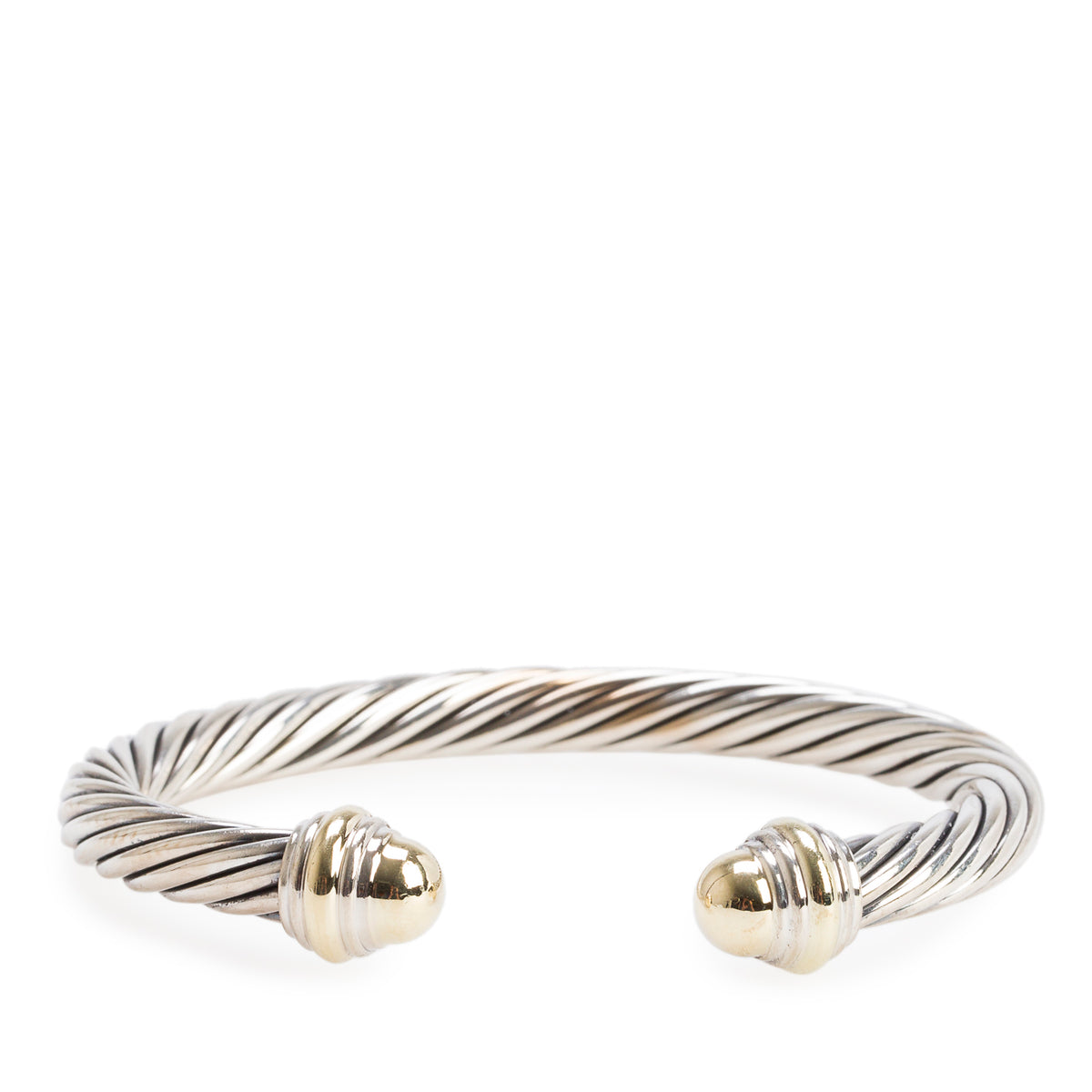David Yurman Sterling Silver & 14k Yellow Gold 7 MM Cable Cuff Bracelet