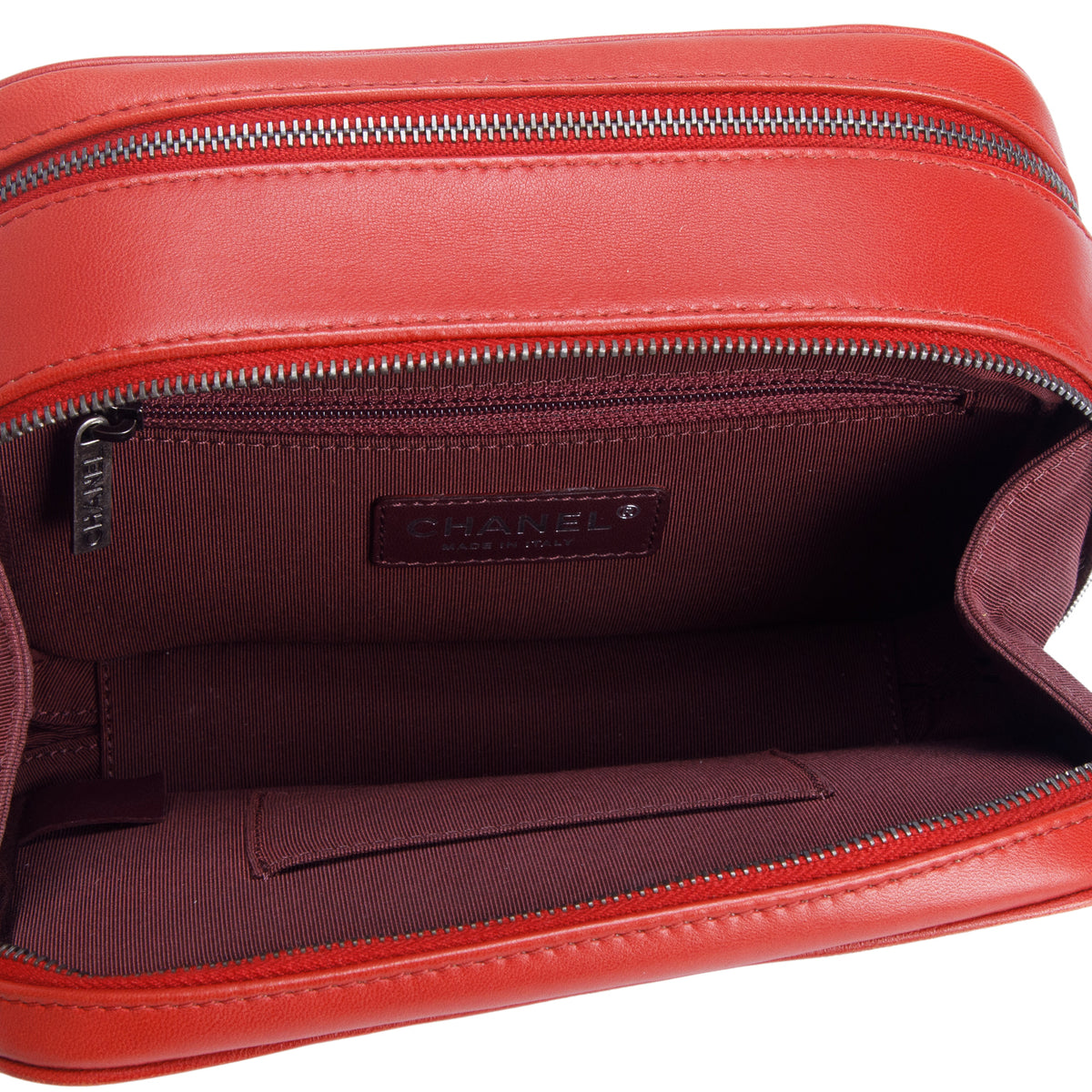 Chanel Red Lambskin Quilted Small Coco Boy Camera Bag w/ Authenticity Card
