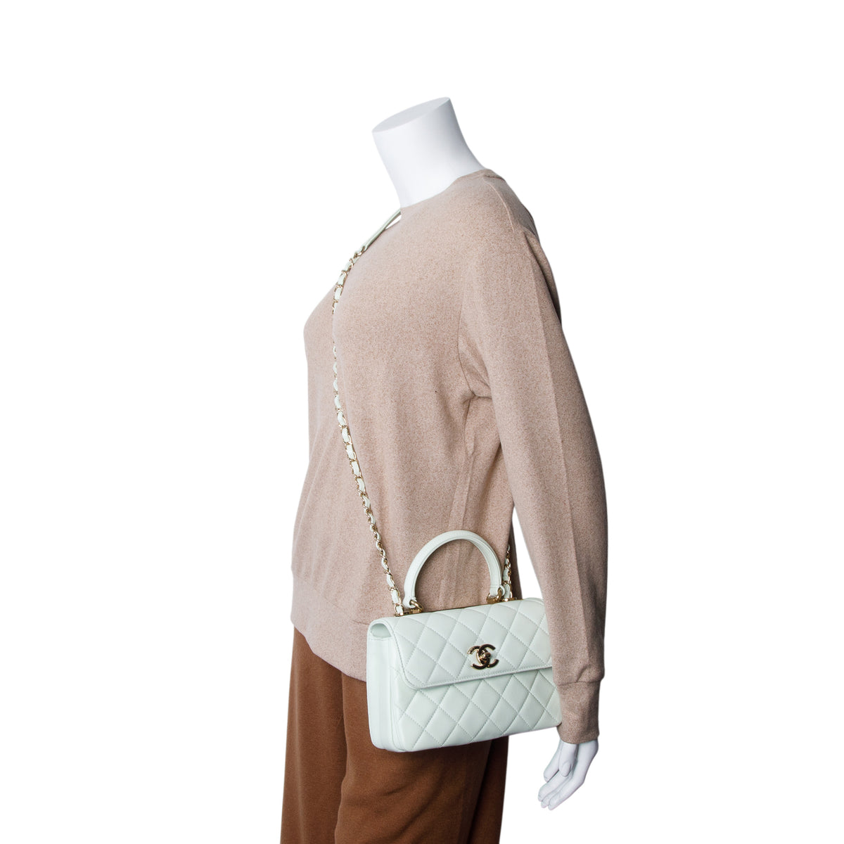 Chanel Green Quilted Lambskin Trendy CC Mini Top Handle Flap Bag