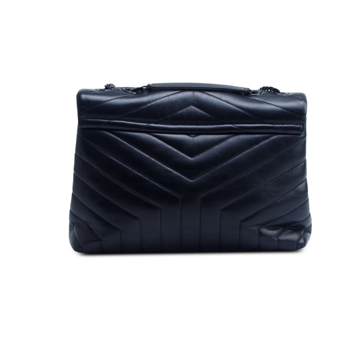 Saint Laurent Black Calfskin Y Quilted Monogram Monochrome Medium Loulou Chain Satchel