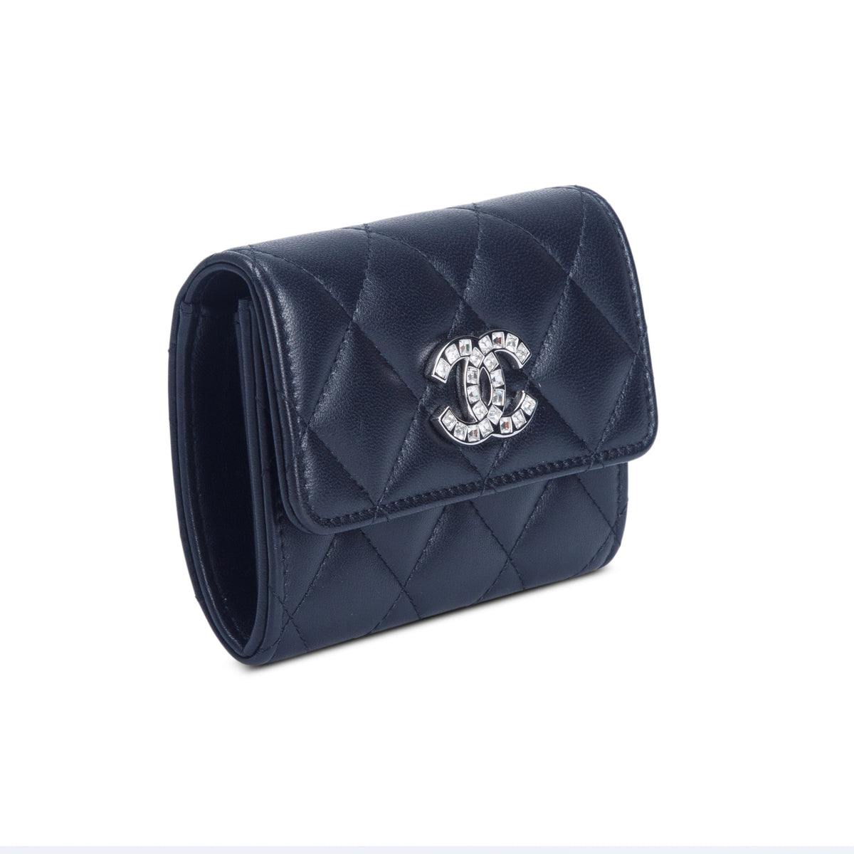 Chanel Lambskin Quilted Flap Baguette Crystal Card Holder