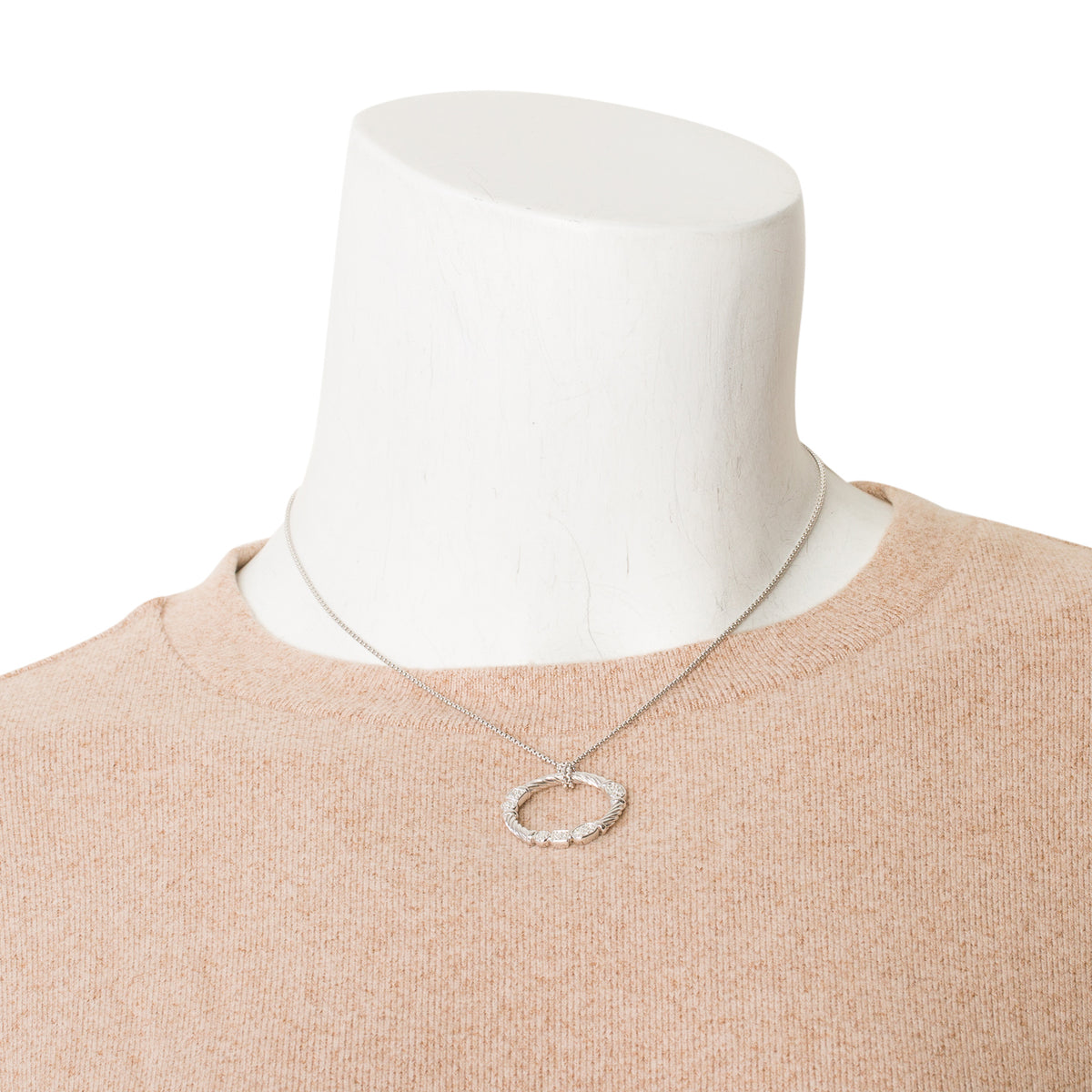 David Yurman Sterling Diamond Confetti Round Pendant Necklace