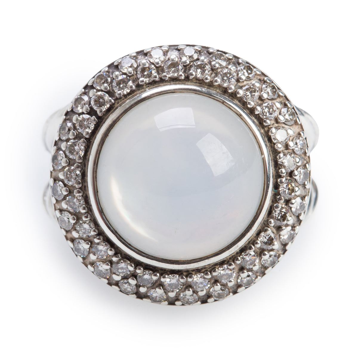 David Yurman Sterling Silver Moonstone & Diamonds Cerise Ring, Size 6
