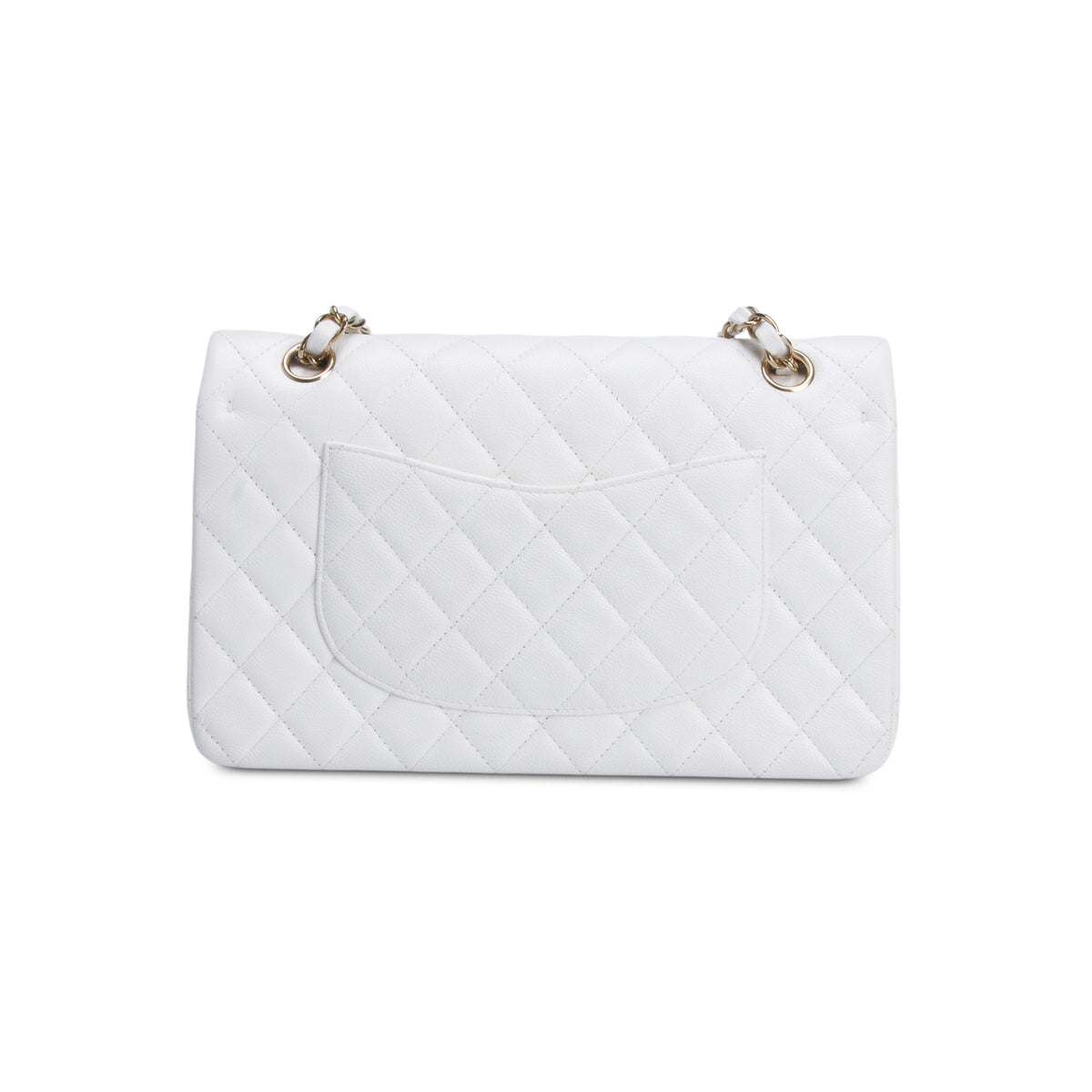 Chanel White Caviar Quilted Medium Double Flap Bag