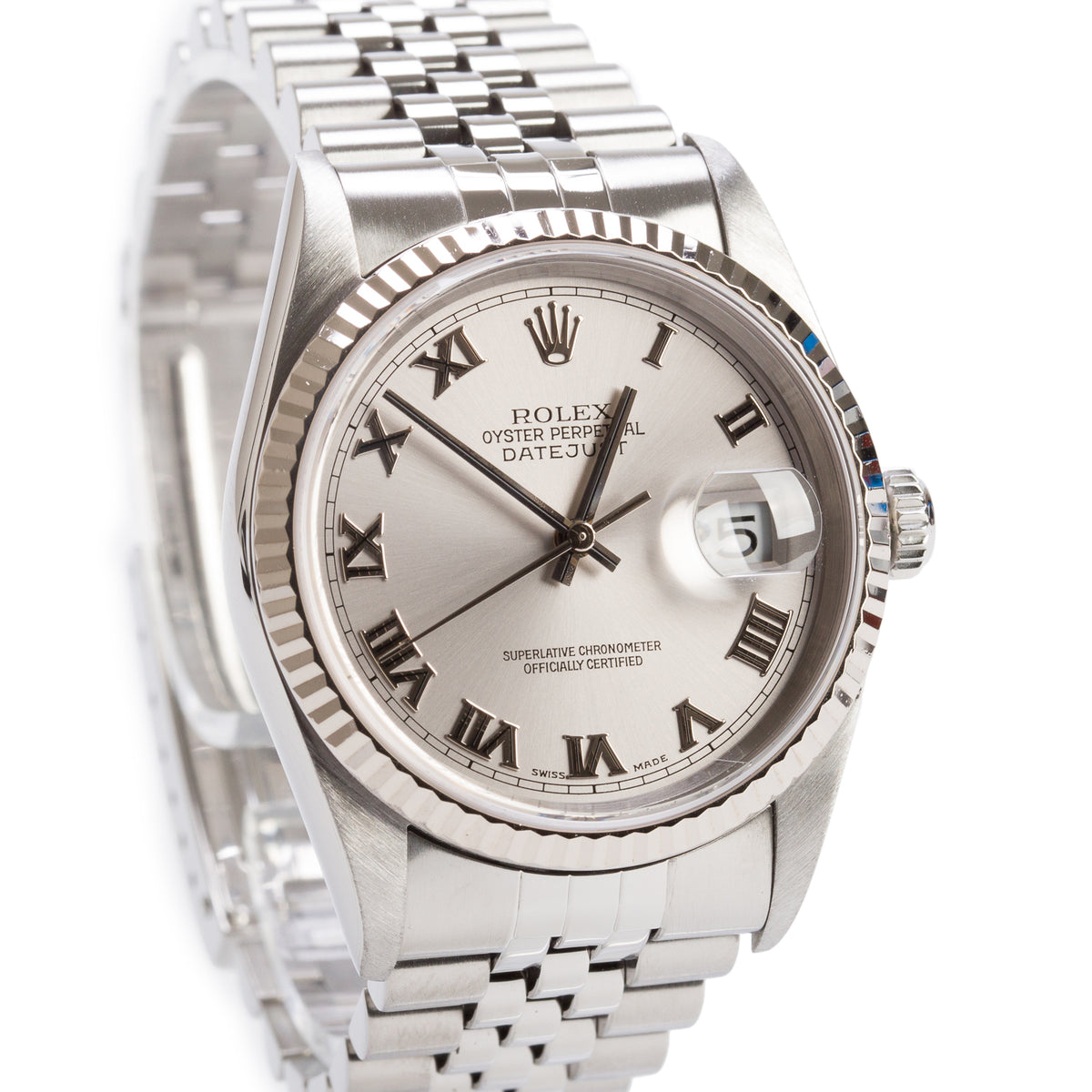 Rolex Stainless Steel Oyster Perpetual Datejust 36 MM Automatic Watch Silver Dial 16234