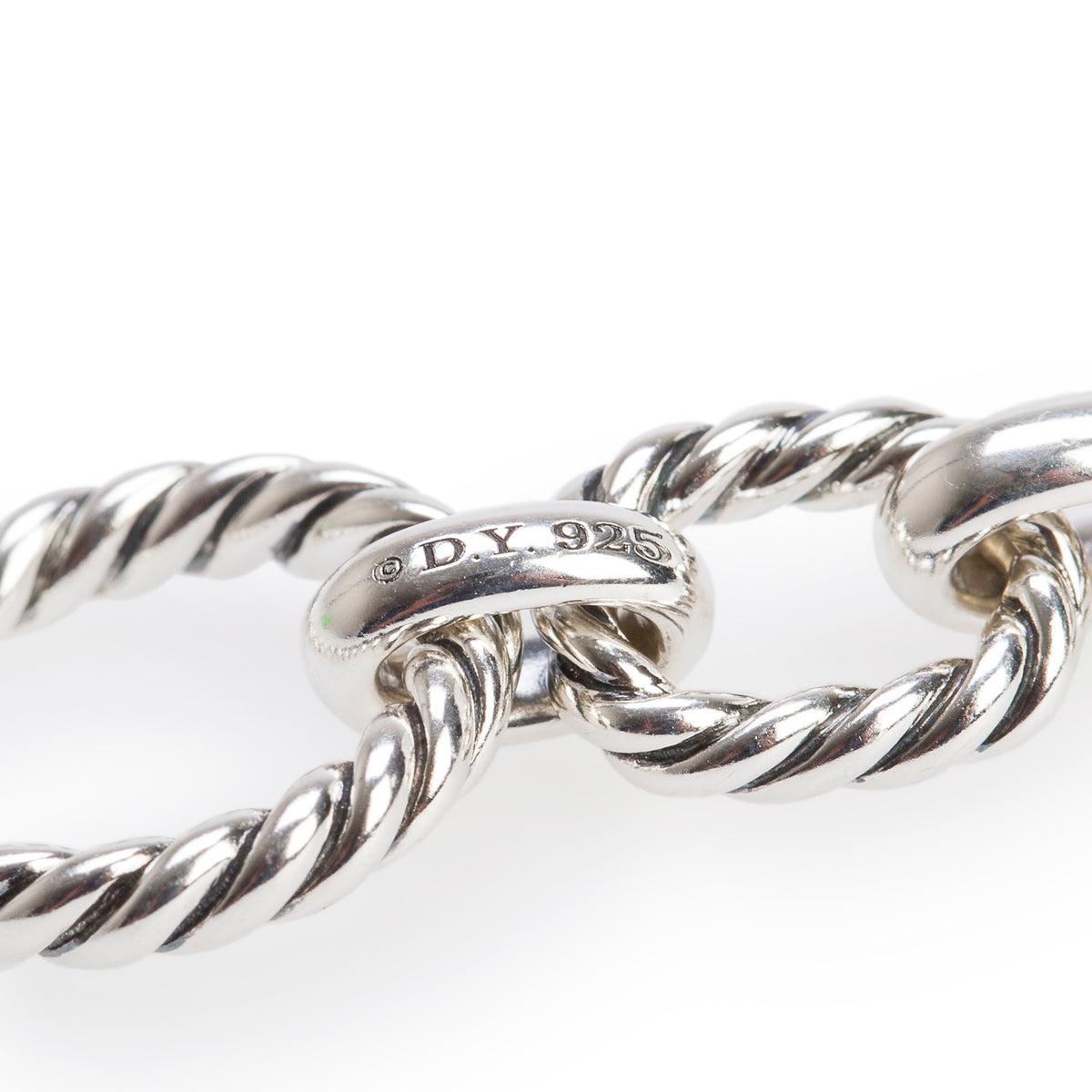 David Yurman Sterling Silver Sapphire Toggle Cable Link Chain Bracelet