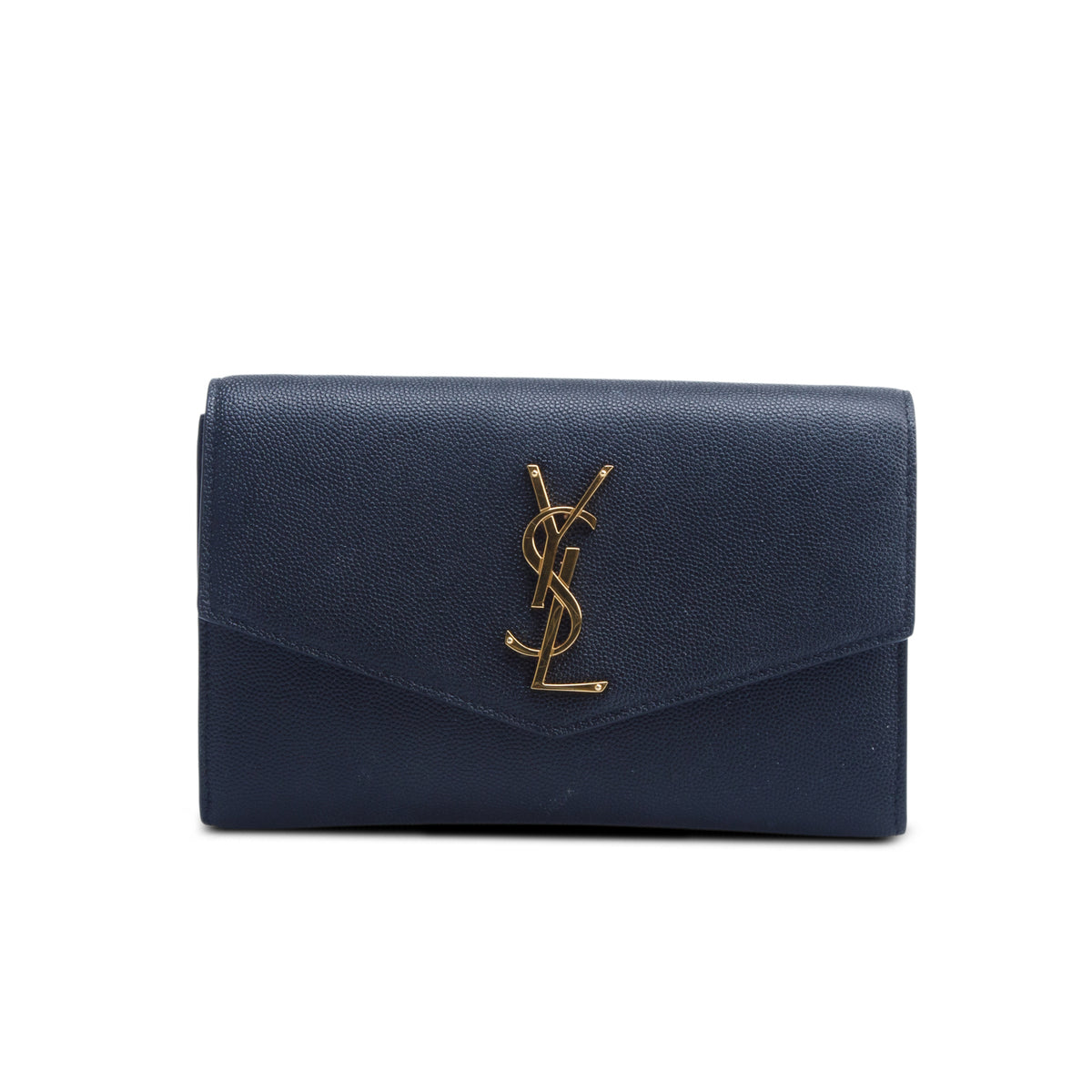 Saint Laurent 2022 Black Grain De Poudre Monogram Uptown Chain Wallet w/ Box