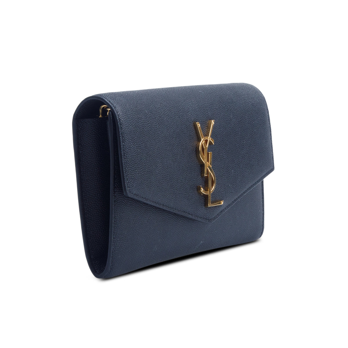 Saint Laurent 2022 Black Grain De Poudre Monogram Uptown Chain Wallet w/ Box