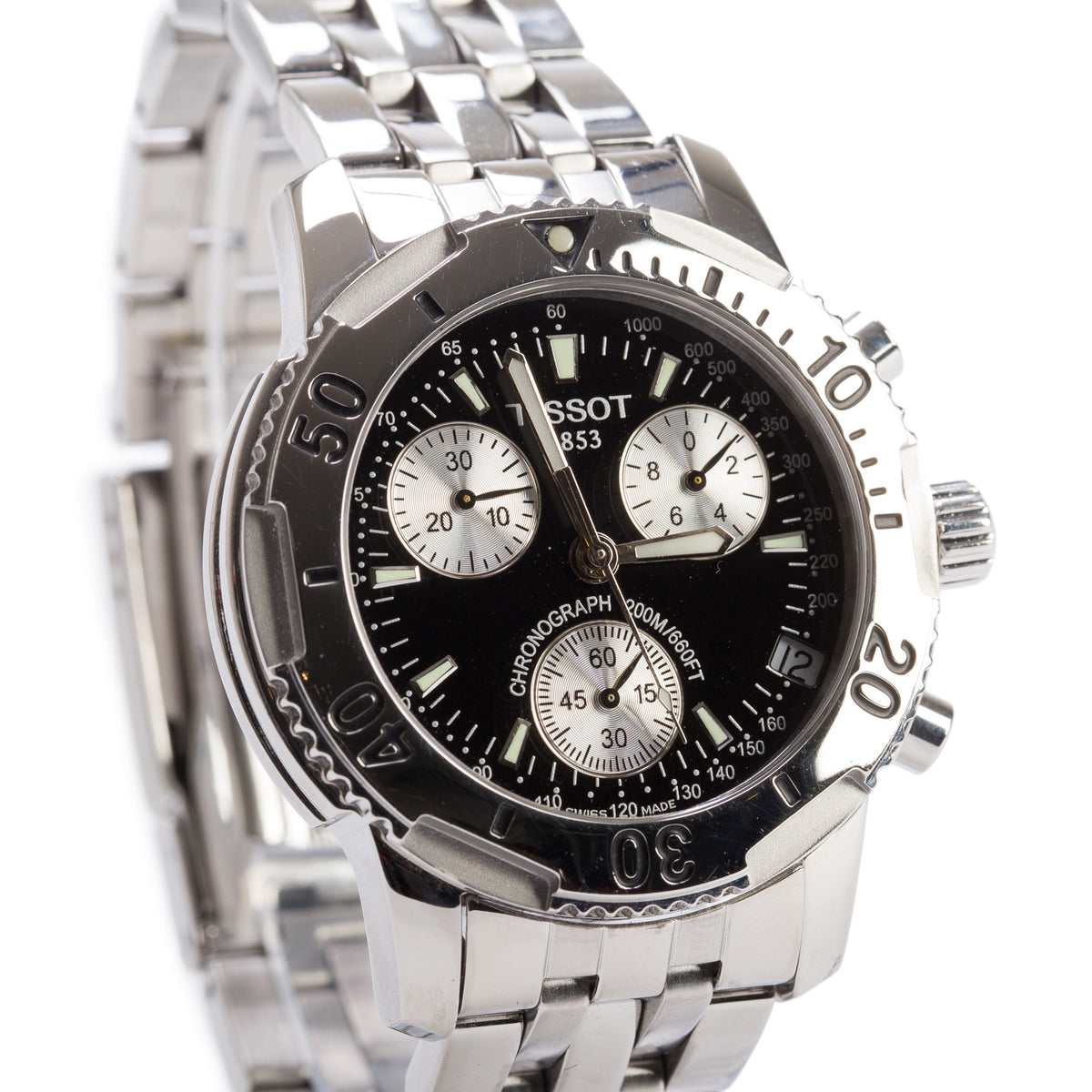 Tissot Stainless Steel PRS 200 40 MM Chronograph Quartz Watch Black Dial