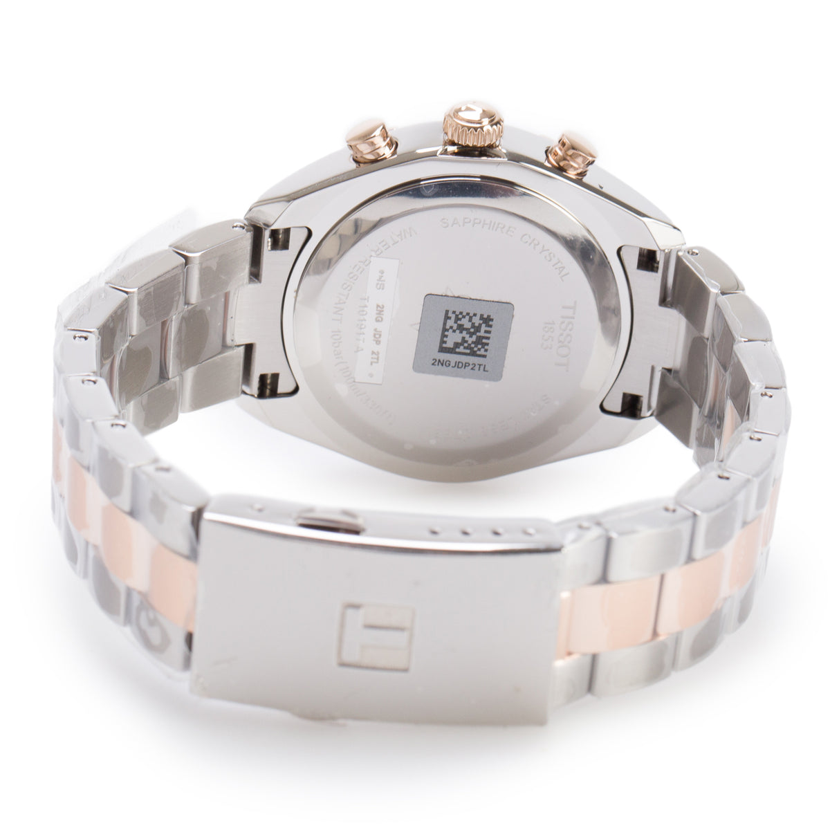 Tissot Two-Tone Stainless Steel PR 100 Sport Chic 38 MM Chronograph Quartz Watch Mother of Pearl Diamond Dial w/ Box