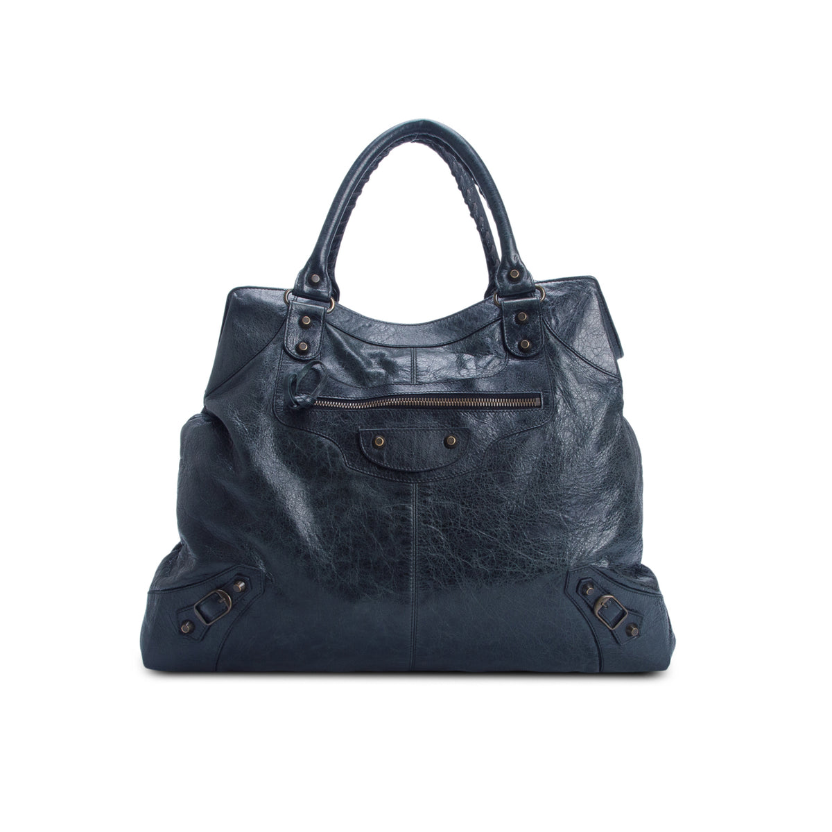 Balenciaga Green Agneau Classic Hardware Brief Tote