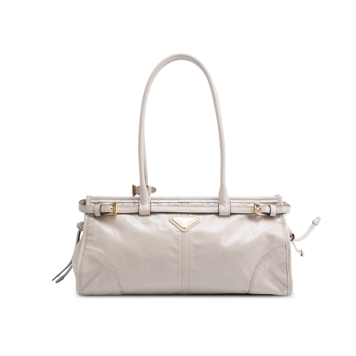 Prada Beige Shiny Nappa Medium Bonnie Shoulder Bag