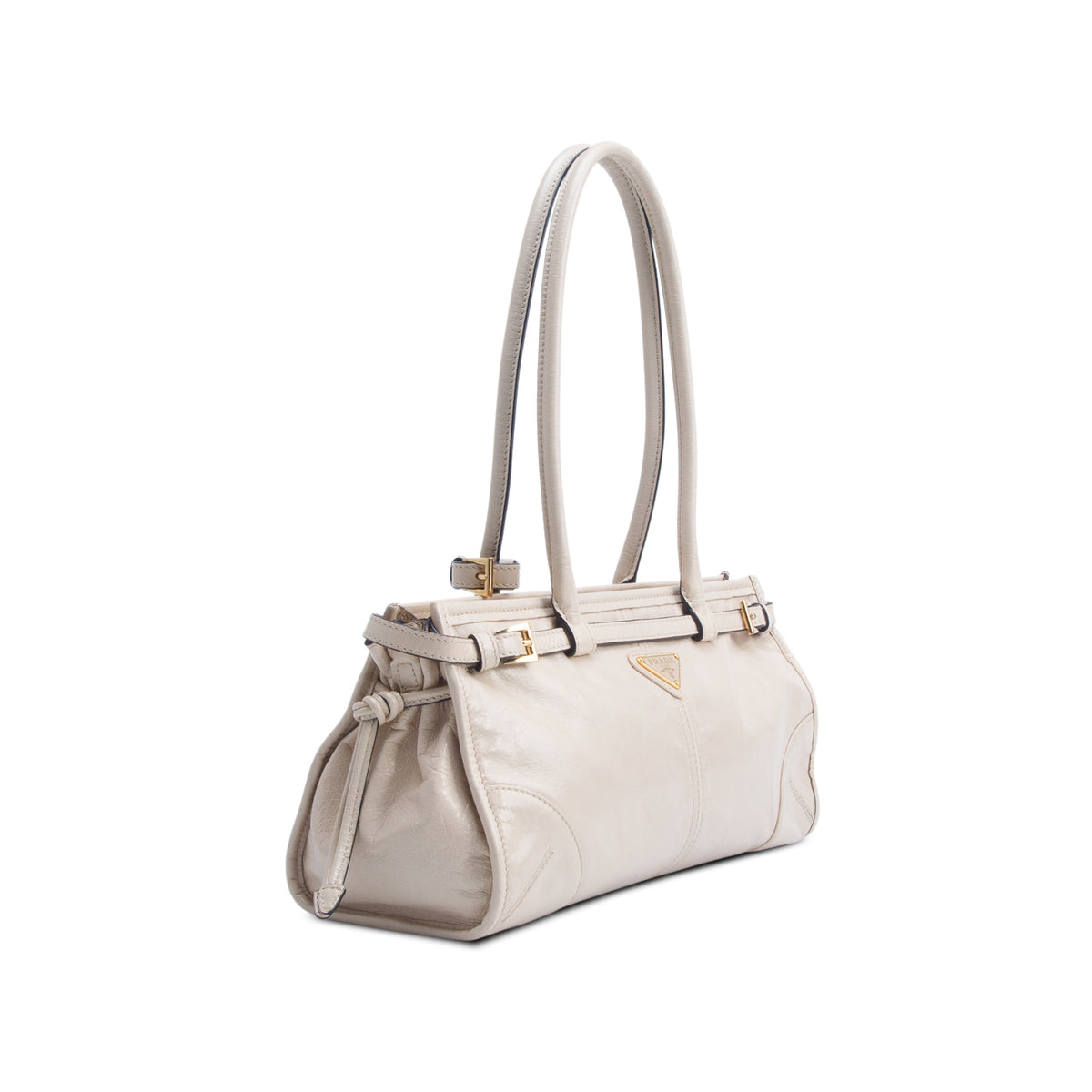 Prada Beige Shiny Nappa Medium Bonnie Shoulder Bag