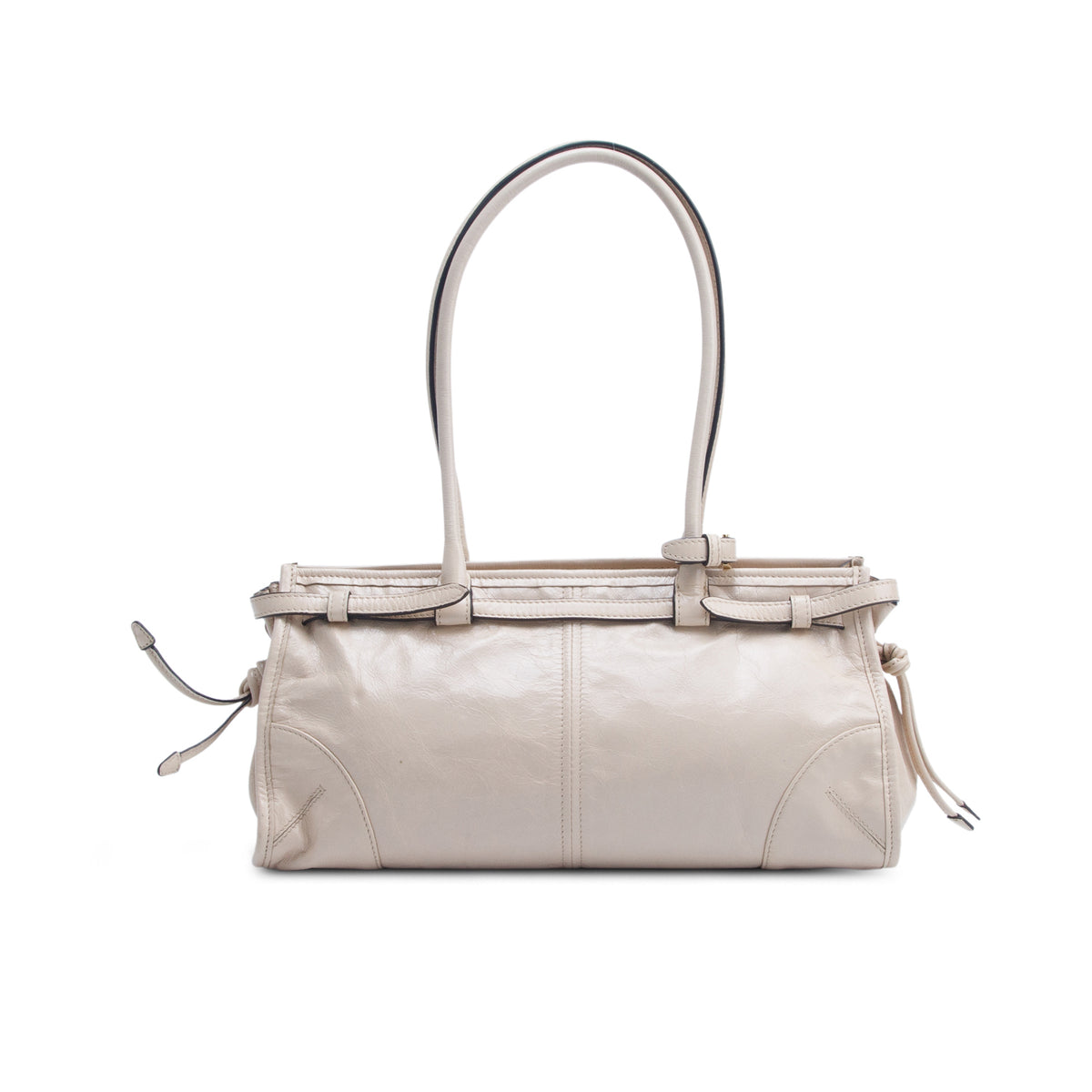 Prada Beige Shiny Nappa Medium Bonnie Shoulder Bag