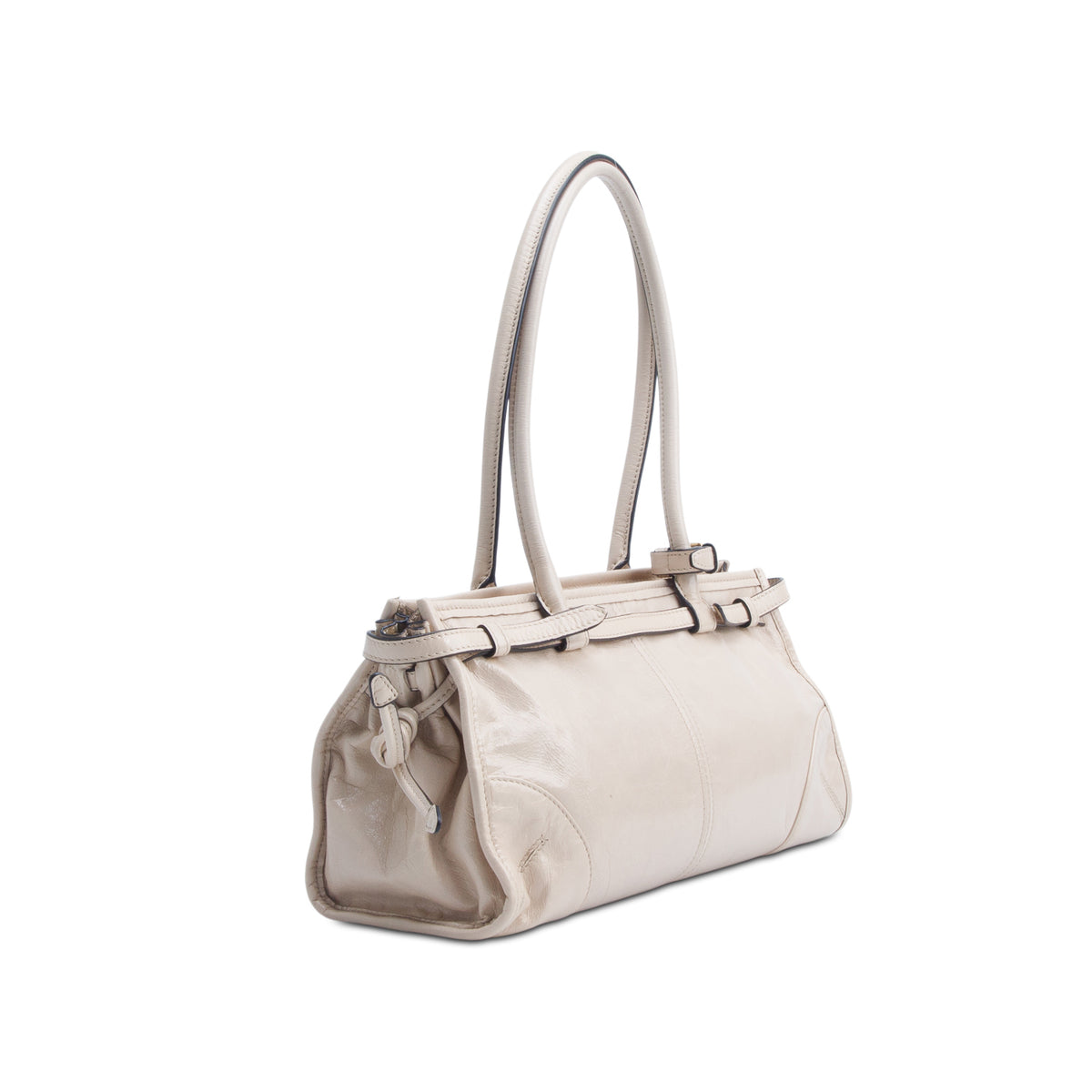 Prada Beige Shiny Nappa Medium Bonnie Shoulder Bag