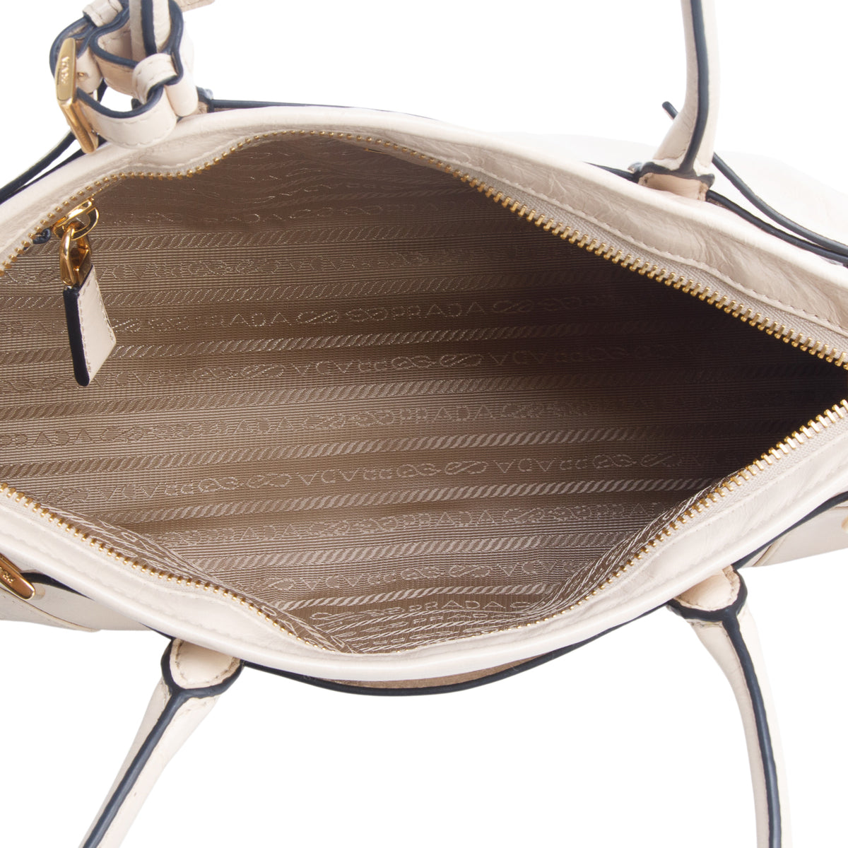 Prada Beige Shiny Nappa Medium Bonnie Shoulder Bag