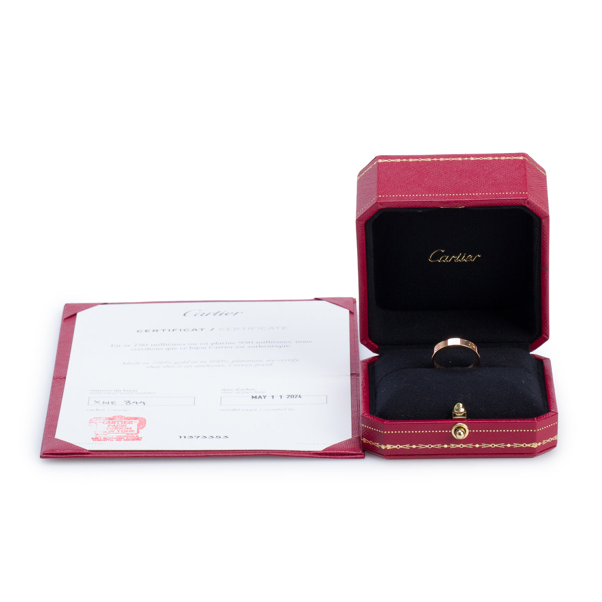 Cartier 2024 18k Rose Gold 3.6 MM Love Wedding Band Ring, Size 52 6 w/ Box & Certificate