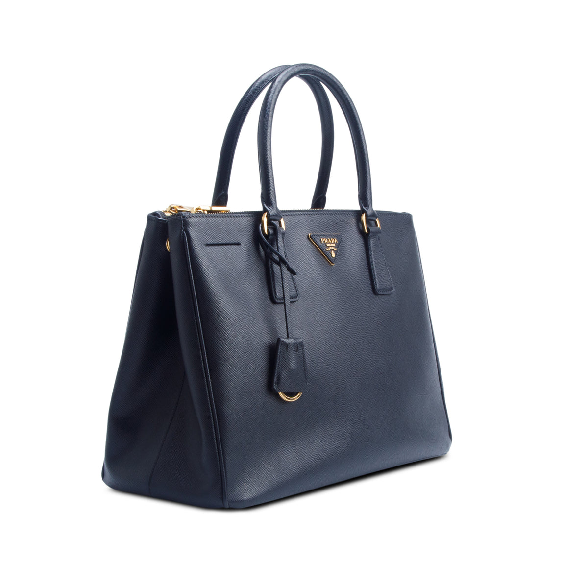 Prada Black Saffiano Lux Large Double Zip Galleria Tote w/ Strap