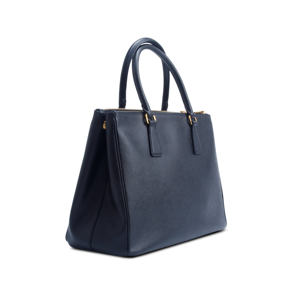 Prada Black Saffiano Lux Large Double Zip Galleria Tote w/ Strap