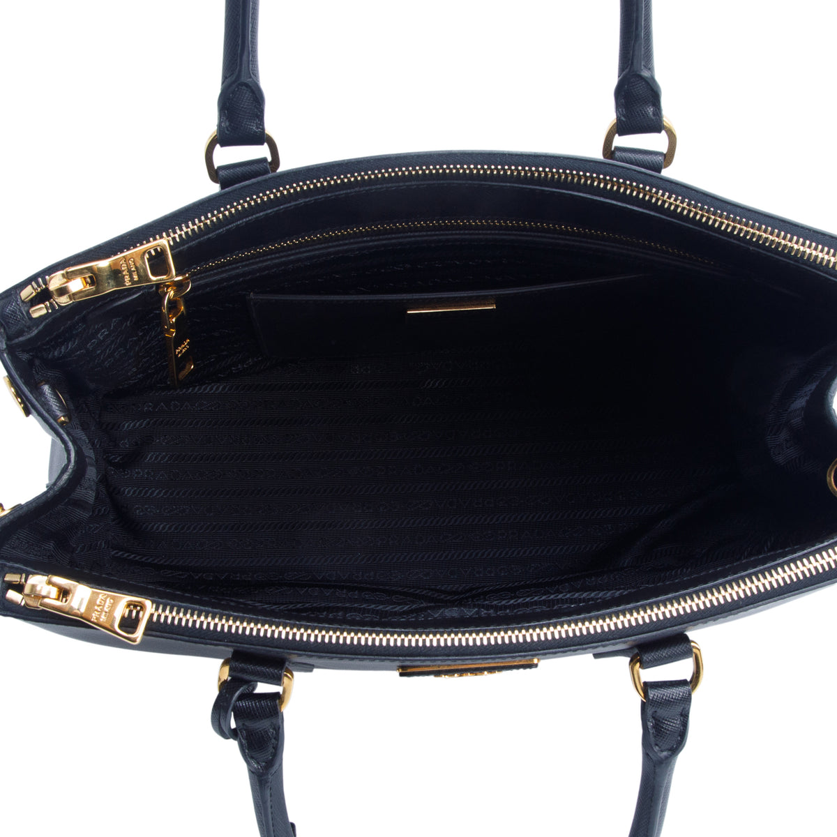 Prada Black Saffiano Lux Large Double Zip Galleria Tote w/ Strap