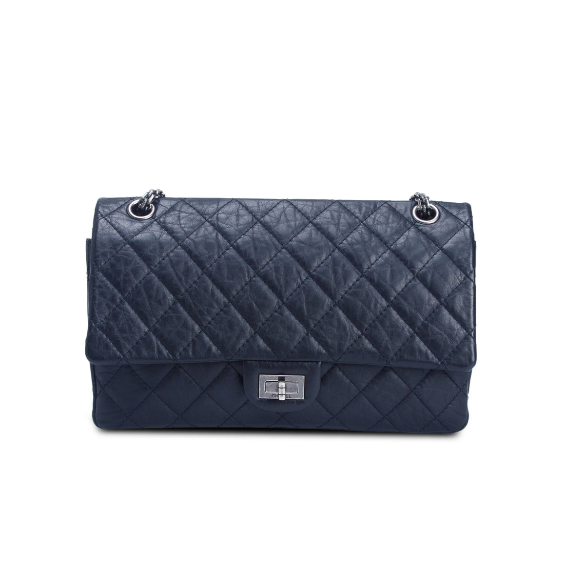 Chanel Black Aged Calfskin Quilted 2.55 Reissue 226 Flap w/ Authenticity Card