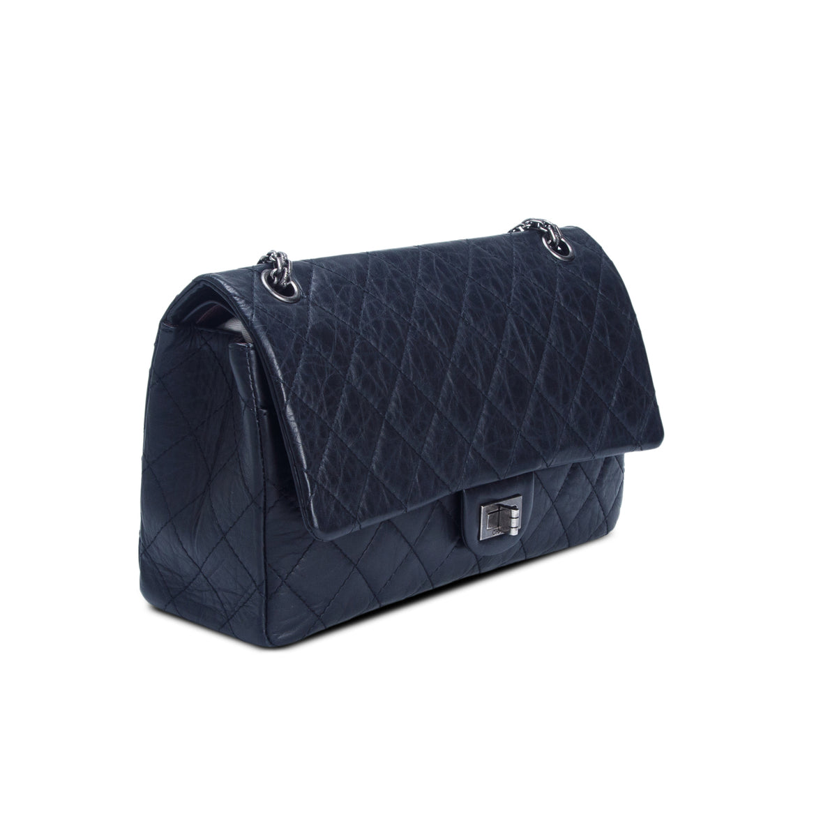 Chanel Black Aged Calfskin Quilted 2.55 Reissue 226 Flap w/ Authenticity Card