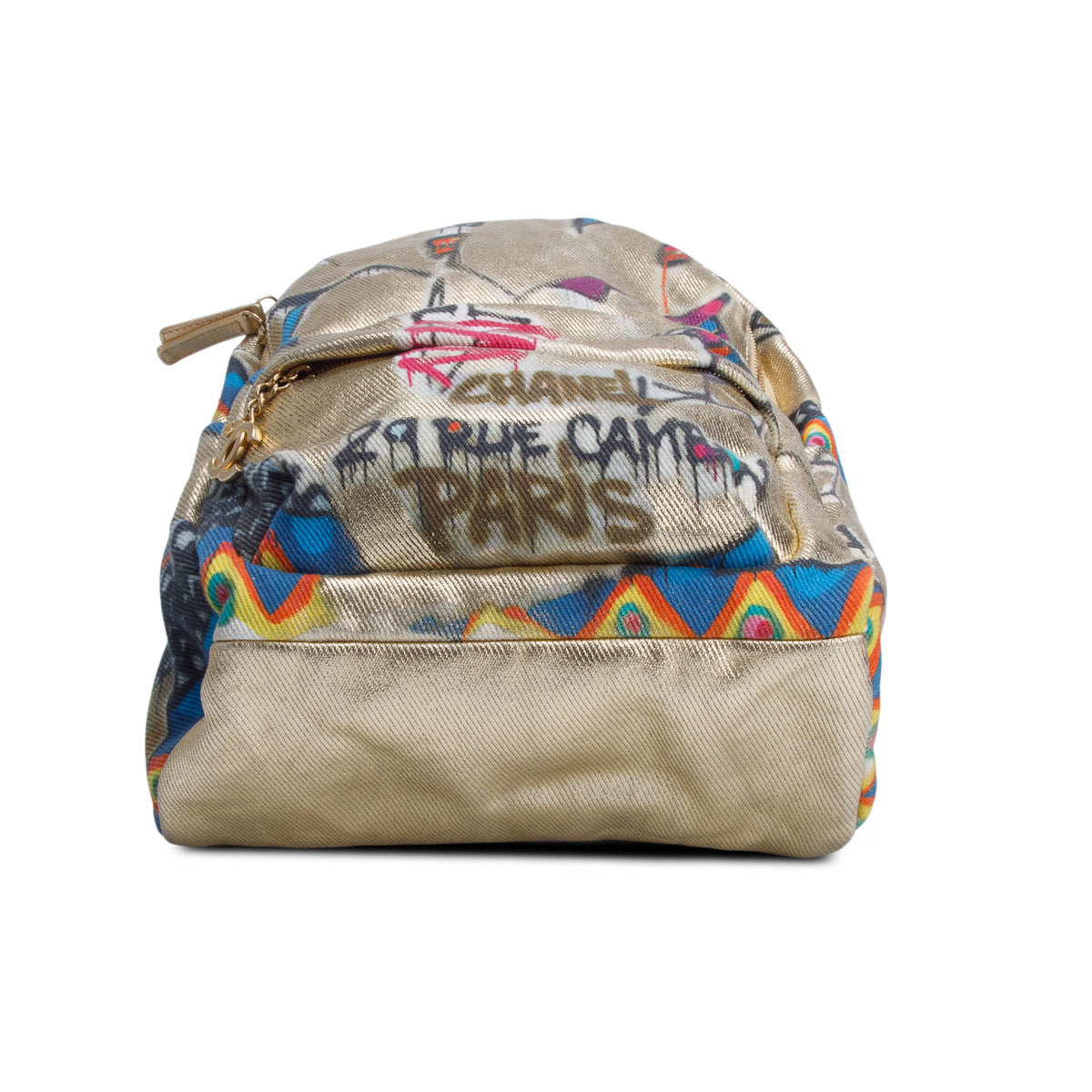 Chanel Gold Graffiti Printed Canvas Street Spirit Backpack w/ Authenticity Card & Receipt