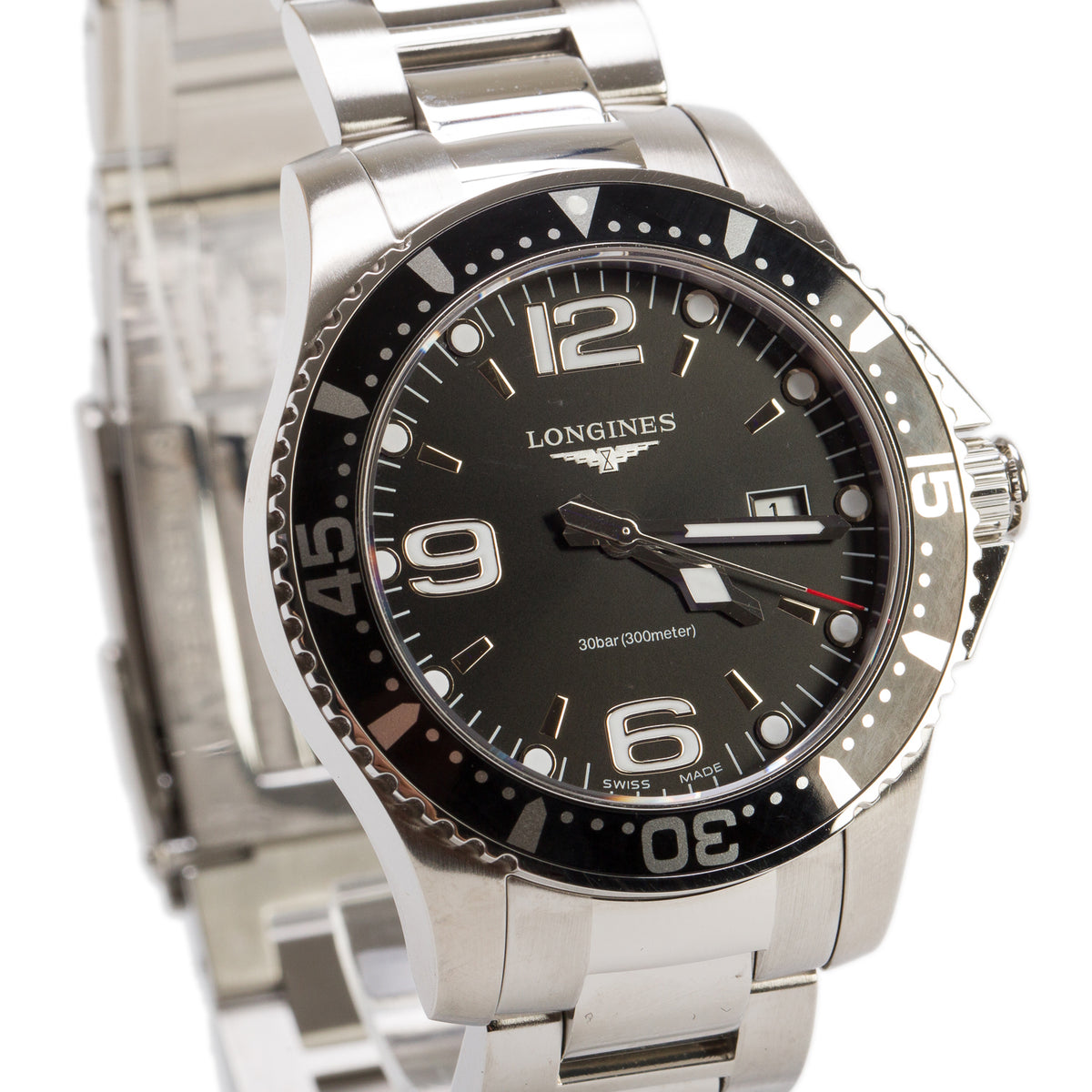 Longines 2023 Stainless Steel HydroConquest 39 MM Automatic Watch Black Dial w/ Box & Papers