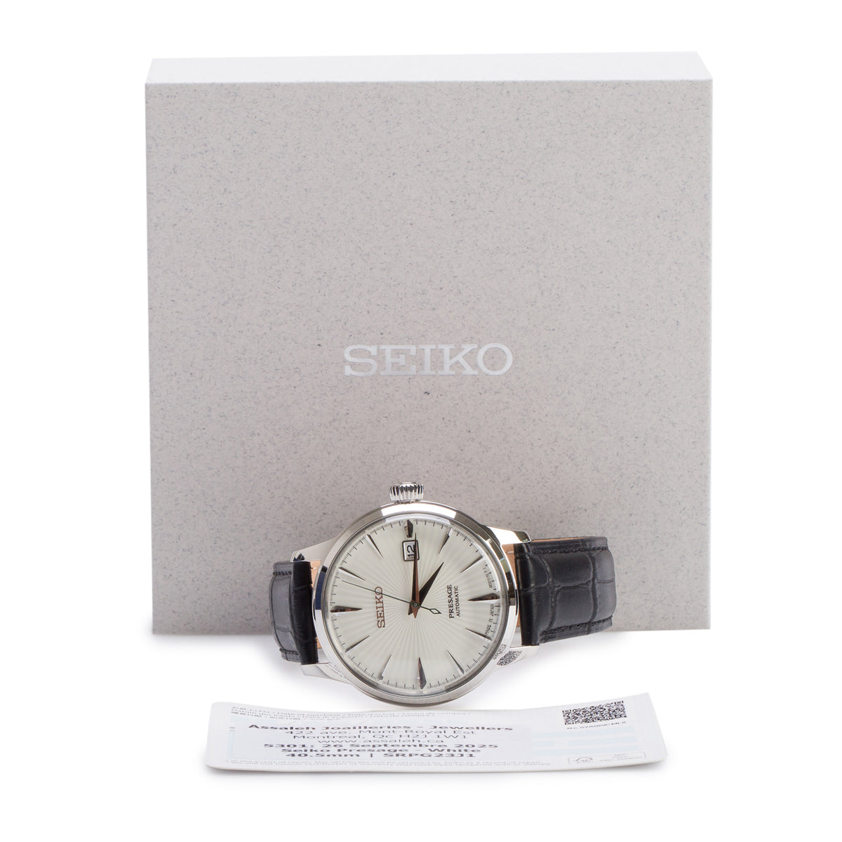 Seiko Stainless Steel Presage 40 MM Automatic Watch Silver Dial SRPG23J1 w/ Box, Papers & Extra Strap