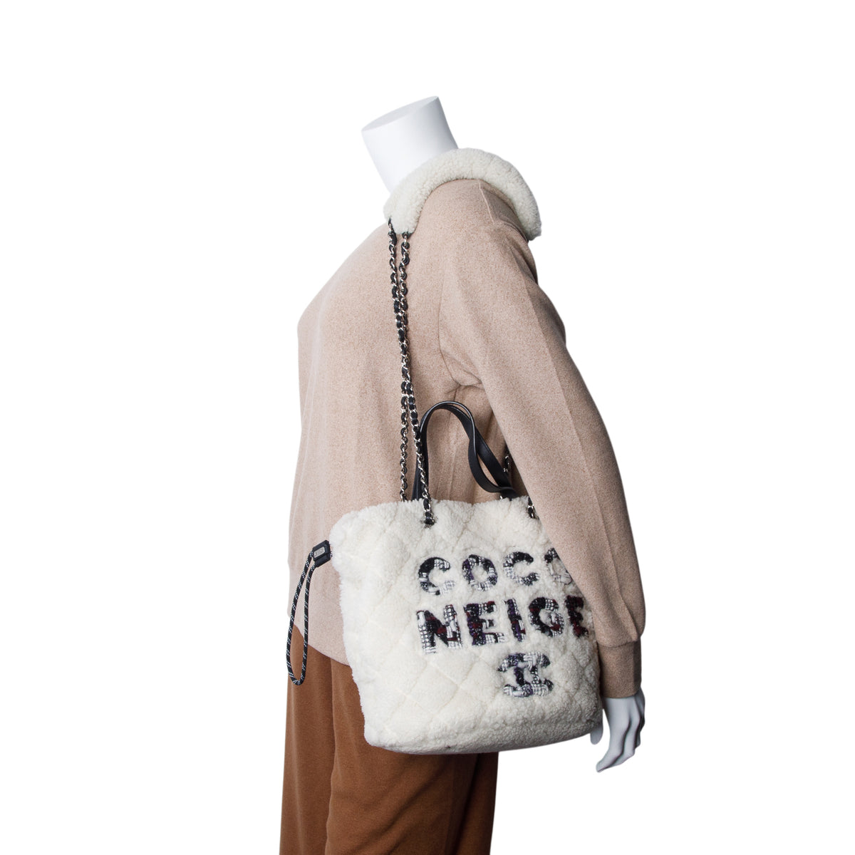Chanel Cream Shearling Coco Neige Tote
