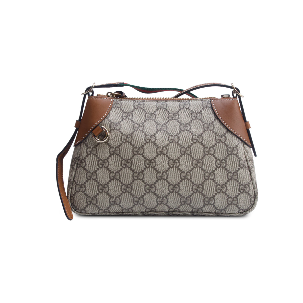 Gucci GG Supreme Monogram Textured Calfskin Small Emblem Shoulder Bag w/ Box & Straps