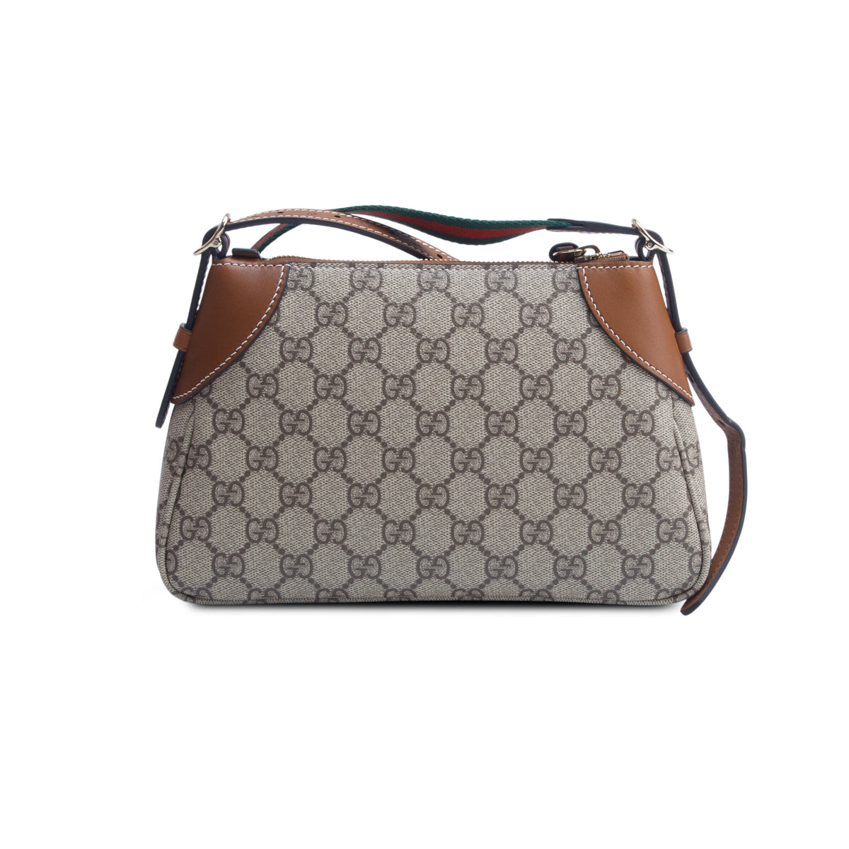 Gucci GG Supreme Monogram Textured Calfskin Small Emblem Shoulder Bag w/ Box & Straps