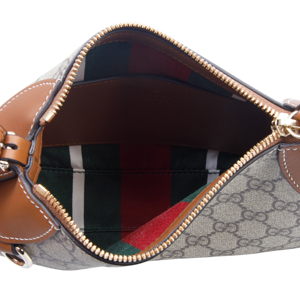 Gucci GG Supreme Monogram Textured Calfskin Small Emblem Shoulder Bag w/ Box & Straps