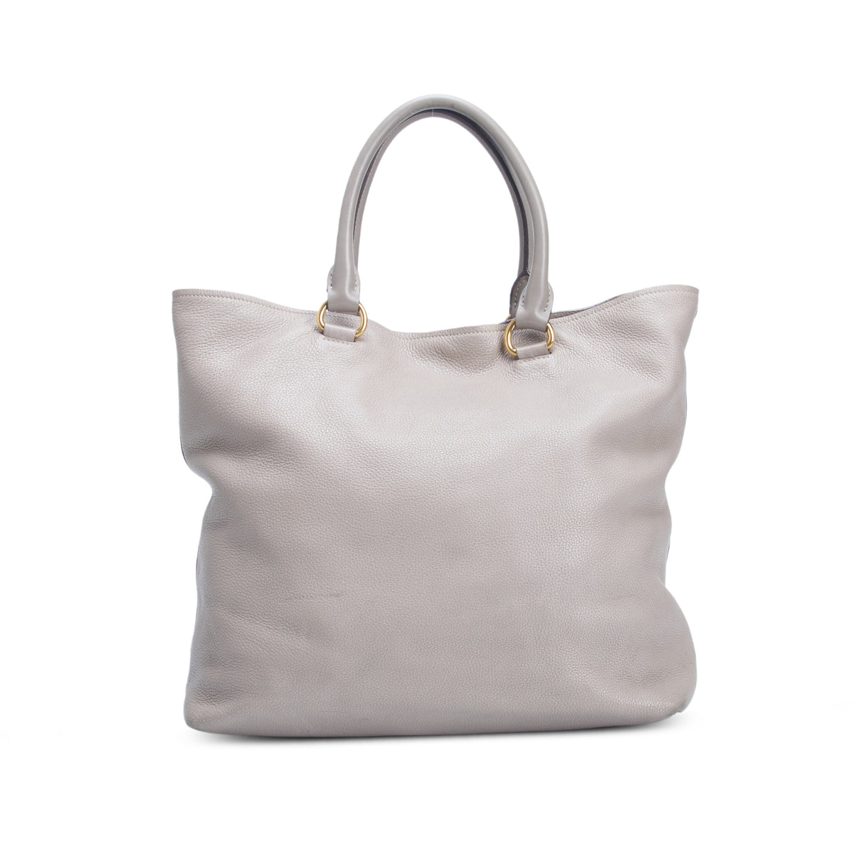 Prada Taupe Vitello Daino Leather Pocket Zip Tote w/ Strap